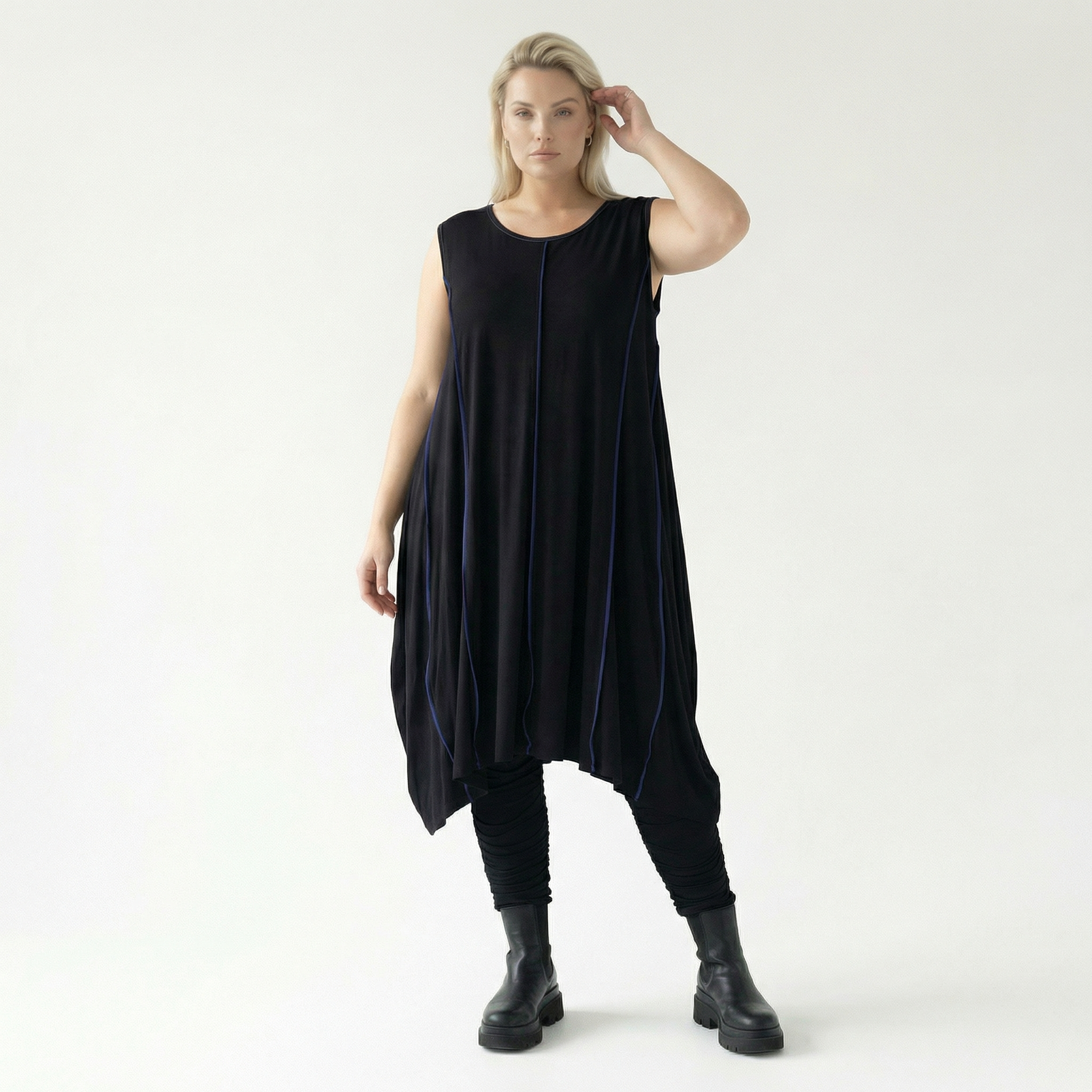  Ballon Tunika von AKH Fashion aus Viskose, 1416.06913, Schwarz/Blau, Schick, Modern