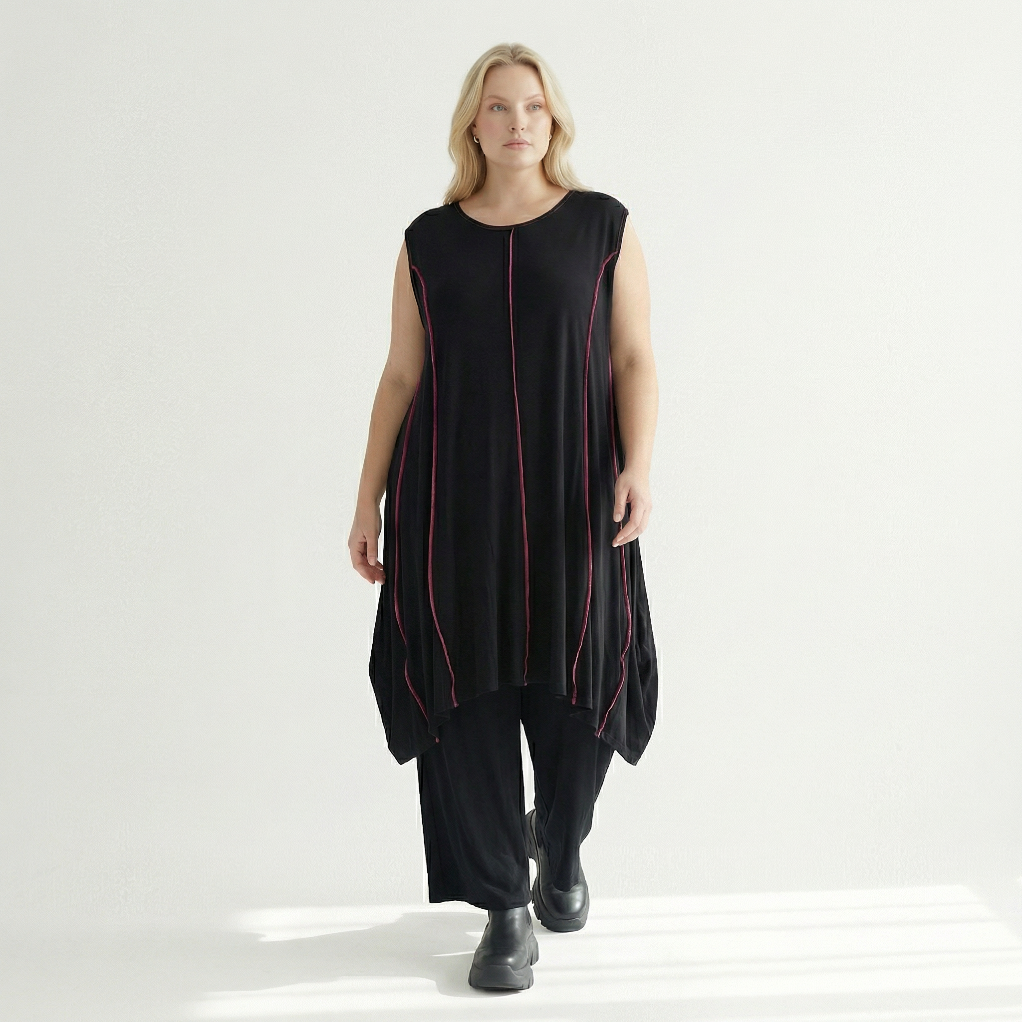  Ballon Tunika von AKH Fashion aus Viskose, 1416.06913, Schwarz/Fuchsia, Schick, Modern