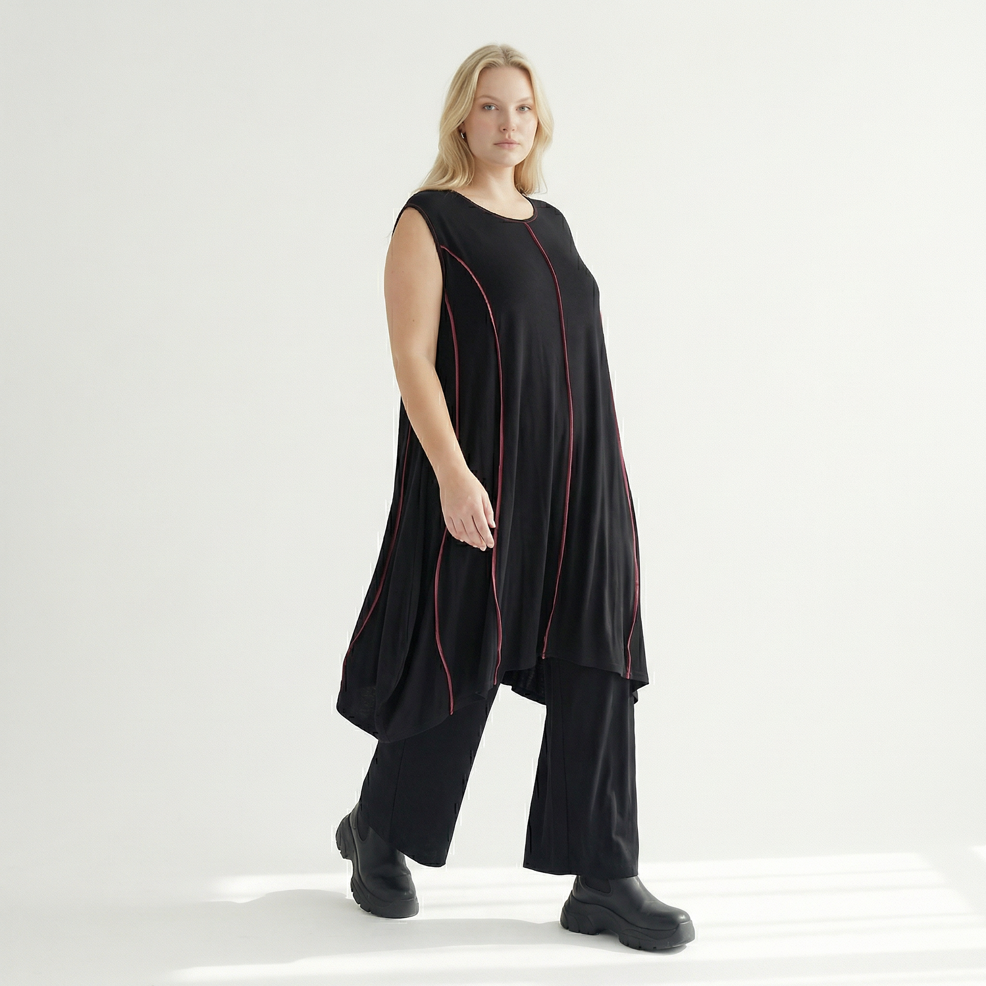  Ballon Tunika von AKH Fashion aus Viskose, 1416.06913, Schwarz/Fuchsia, Schick, Modern