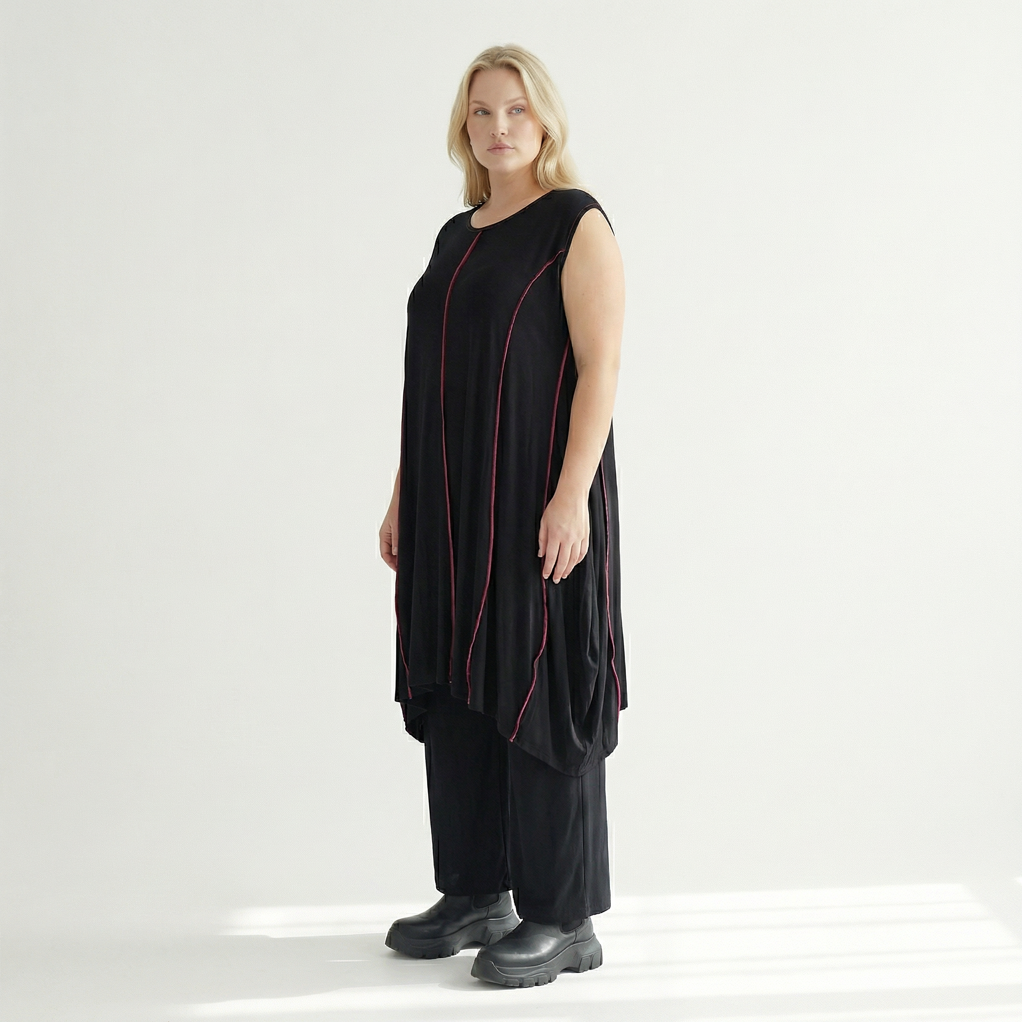  Ballon Tunika von AKH Fashion aus Viskose, 1416.06913, Schwarz/Fuchsia, Schick, Modern