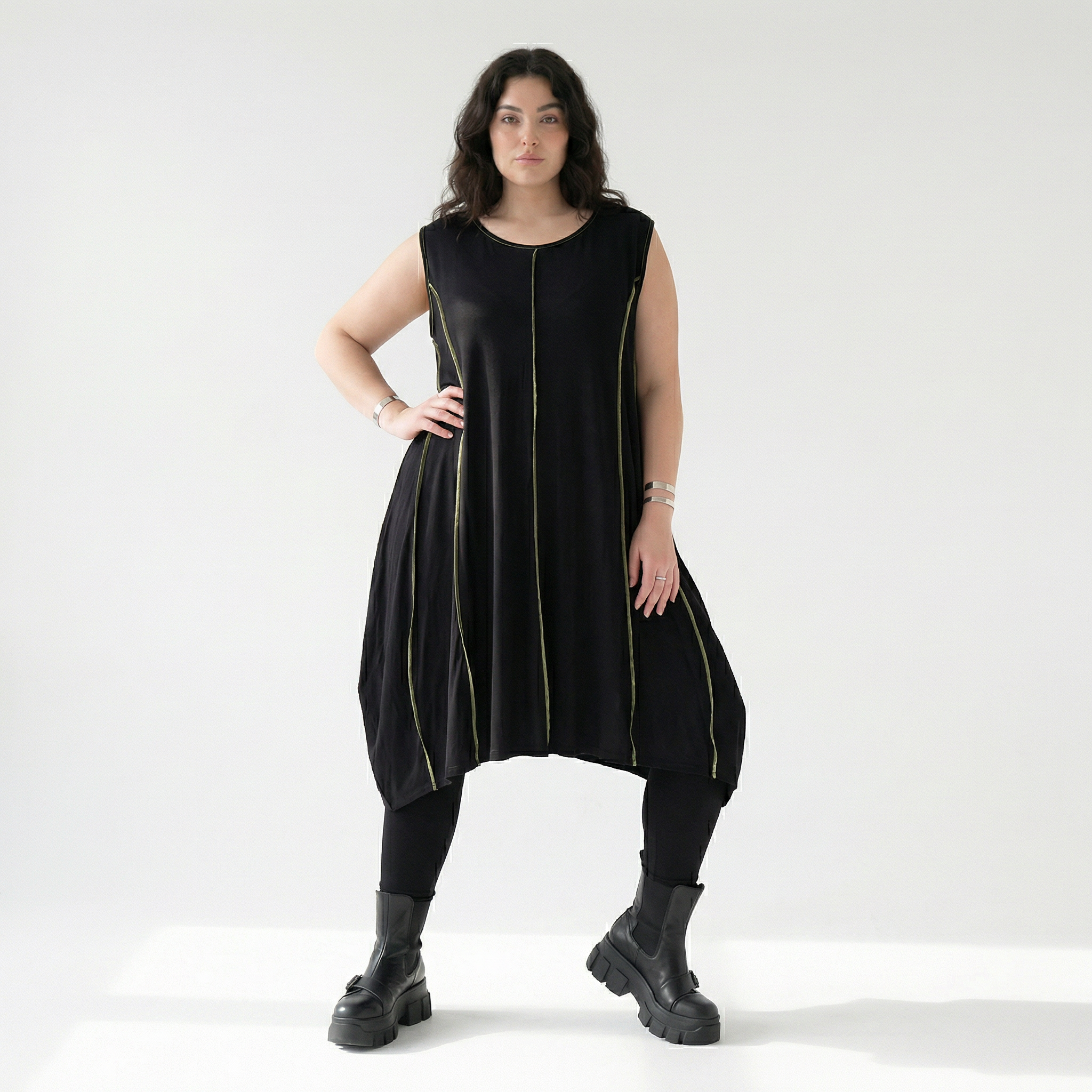  Ballon Tunika von AKH Fashion aus Viskose, 1416.06913, Schwarz/Gelb, Schick, Modern