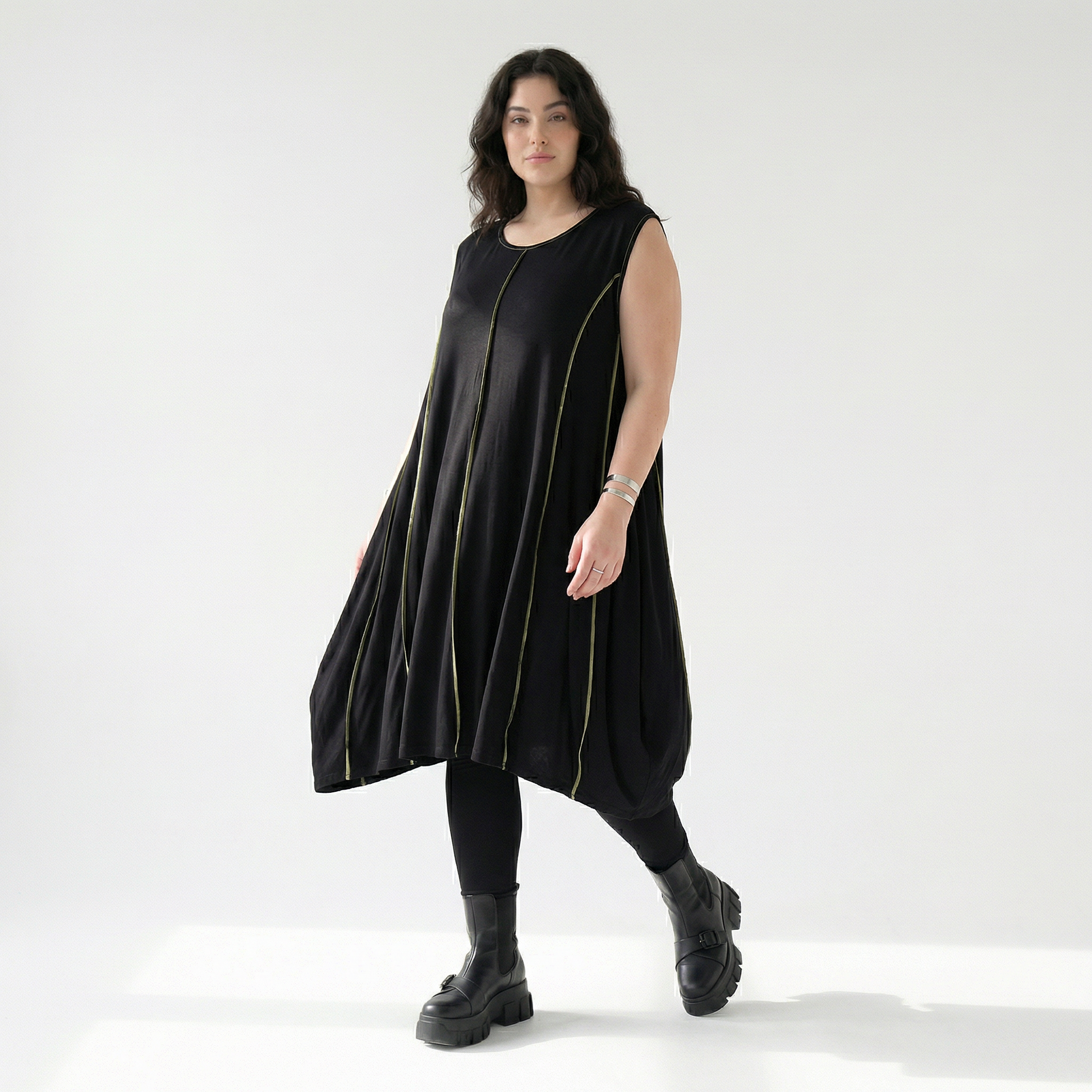  Ballon Tunika von AKH Fashion aus Viskose, 1416.06913, Schwarz/Gelb, Schick, Modern