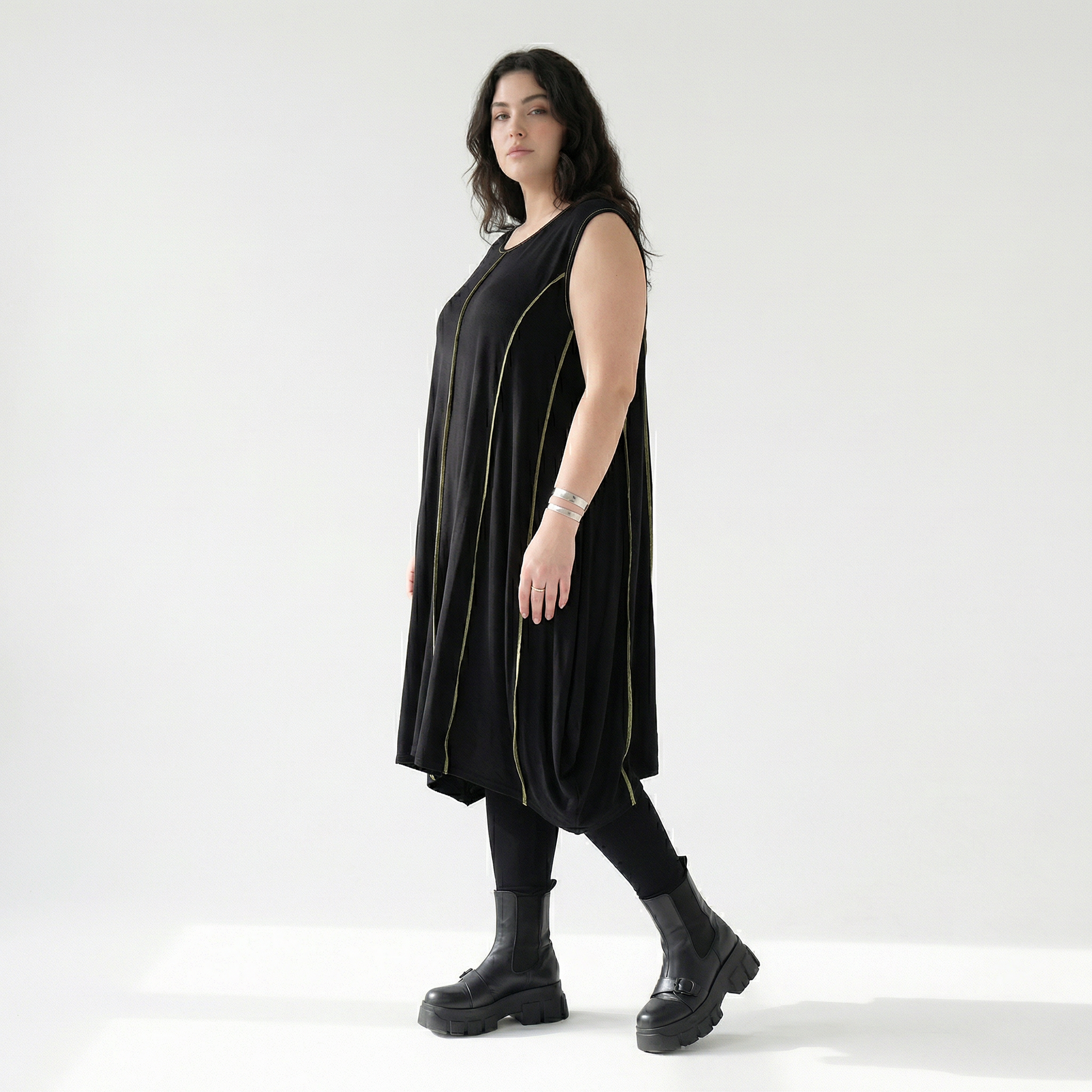  Ballon Tunika von AKH Fashion aus Viskose, 1416.06913, Schwarz/Gelb, Schick, Modern