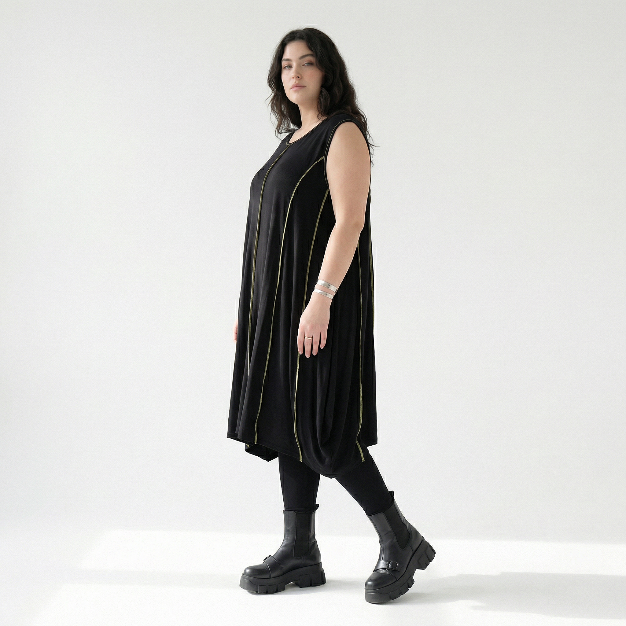  Ballon Tunika von AKH Fashion aus Viskose, 1416.06913, Schwarz/Gelb, Schick, Modern