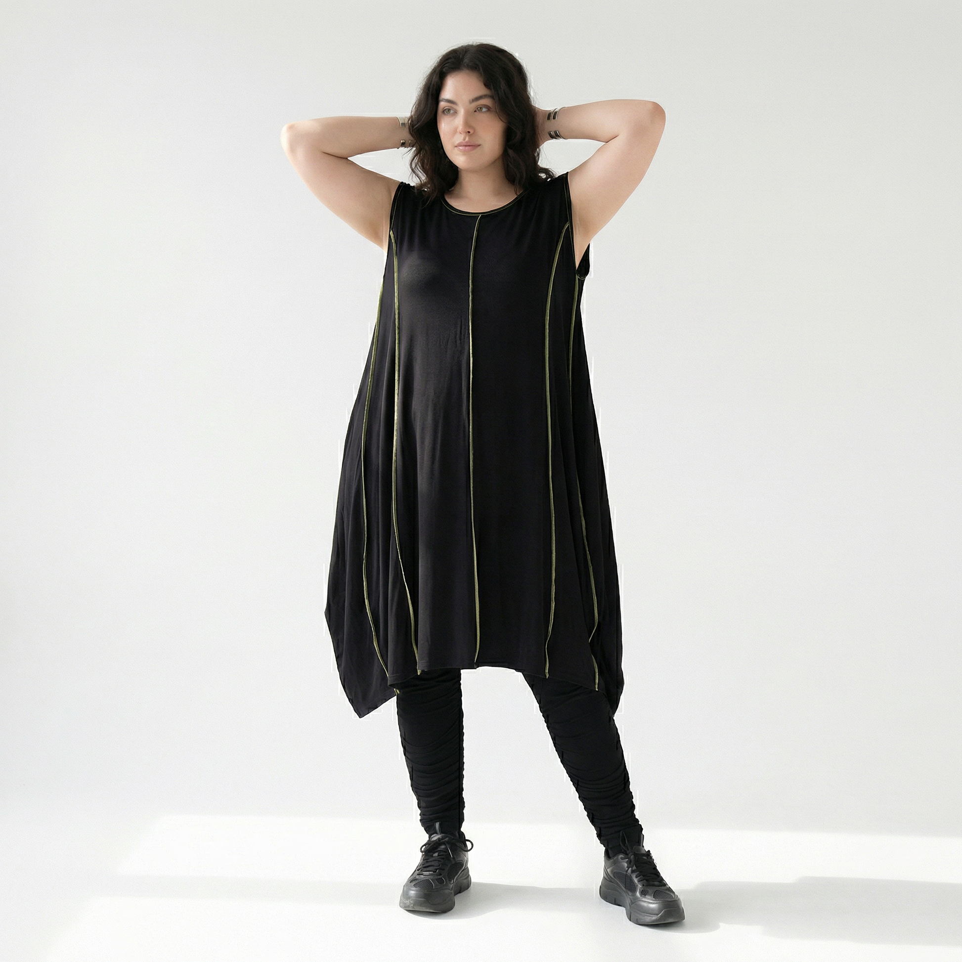  Ballon Tunika von AKH Fashion aus Viskose, 1416.06913, Schwarz/Gelb, Schick, Modern