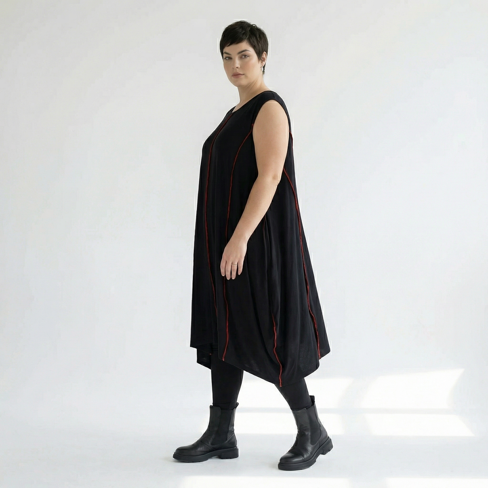  Ballon Tunika von AKH Fashion aus Viskose, 1416.06913, Schwarz/Rot, Schick, Modern, Bequem