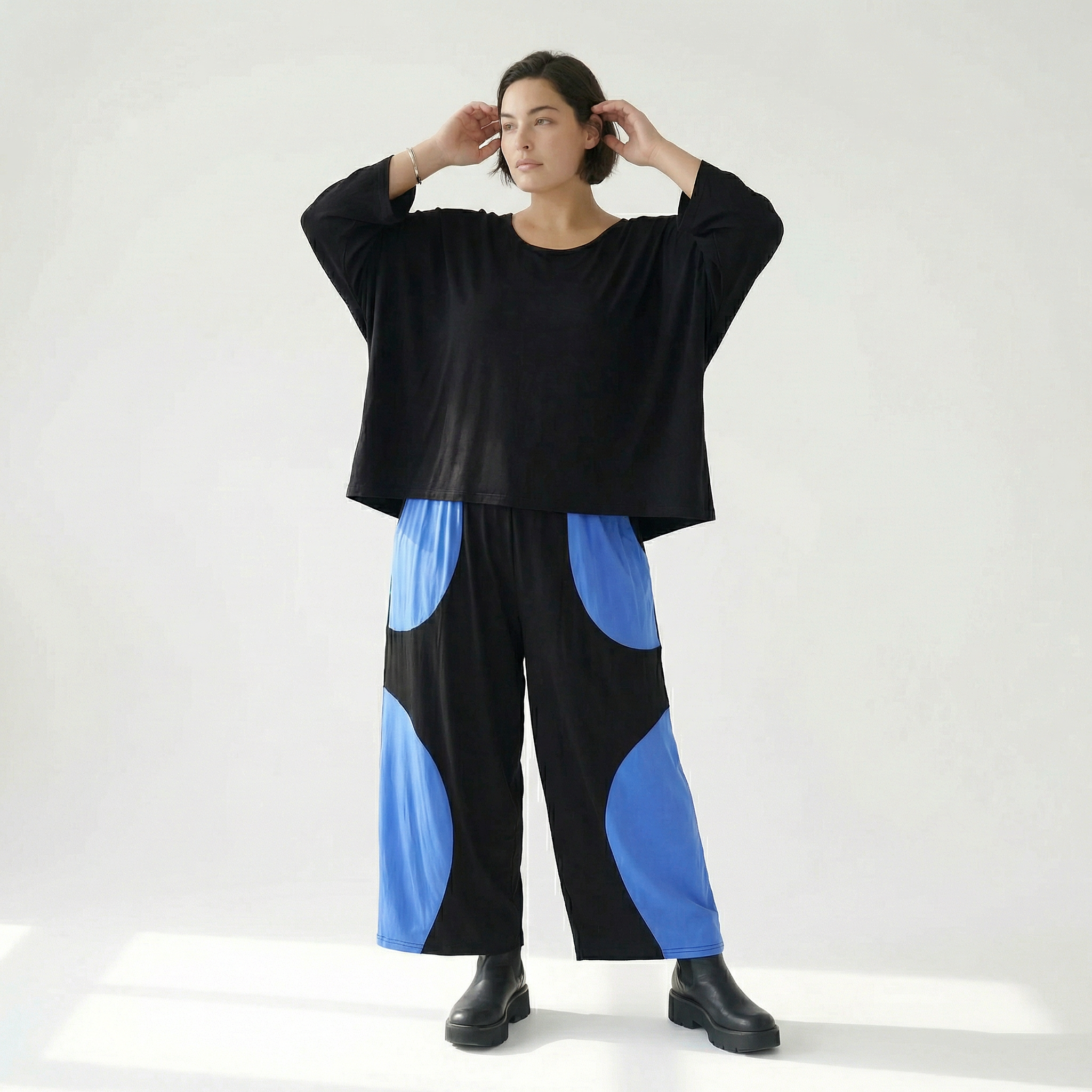  Ballonhose von AKH Fashion aus Viskose, 1416.06914, Schwarz/Blau, Schick, Modern, Bequem