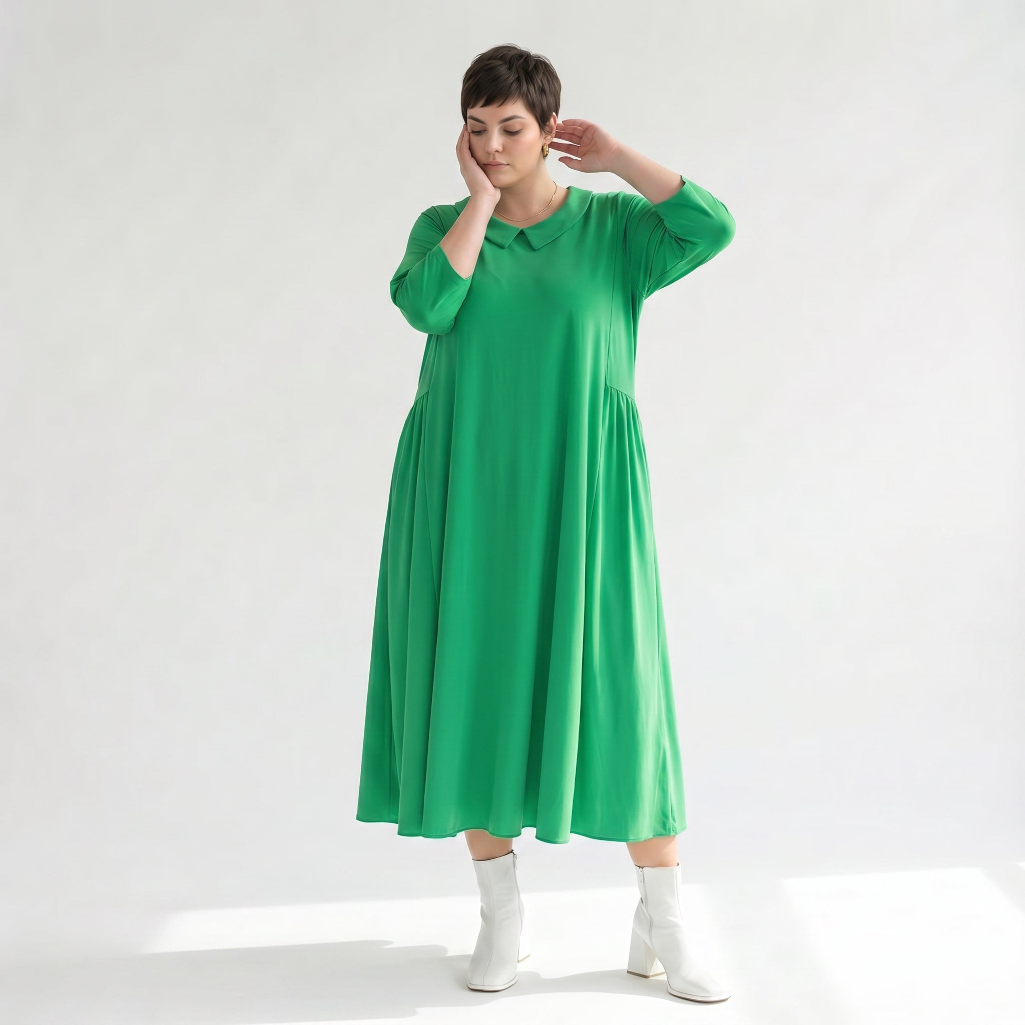 Ausgefallenes Ballonkleid im lässigen Lagenlook Oversize mit weich fließendem Stretchkomfort, Grün