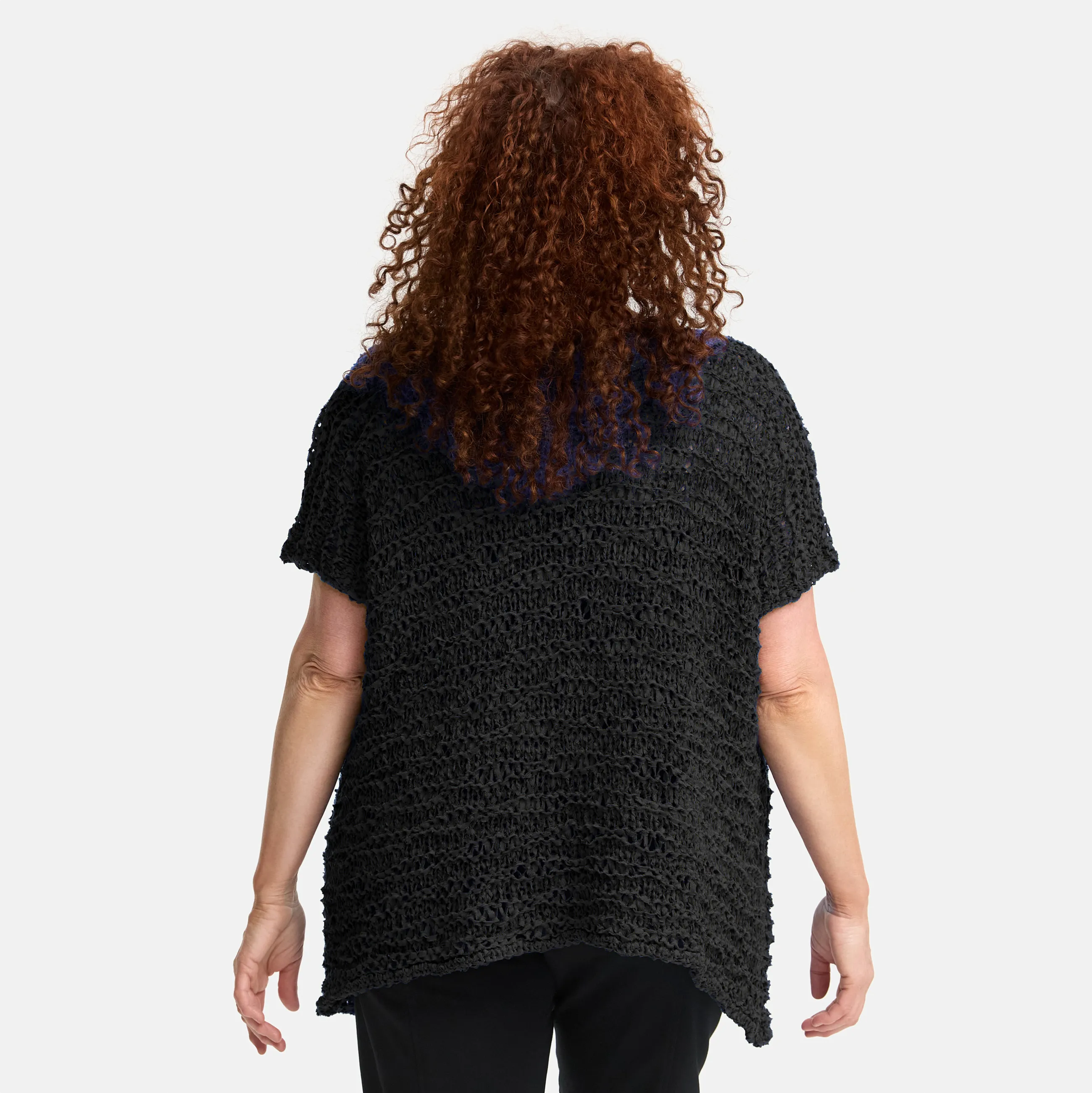  Amandine Pullover in kastiger Form, aus Baumwolle, A2810, Schwarz, Schick, Modern, Bequem
