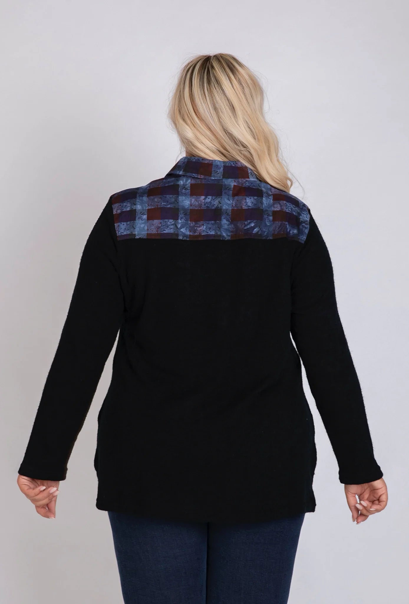  Pomme Rouge Shirt in gerader Form, aus Baumwolle, A811, Schwarz-Blau, Schick, Modern
