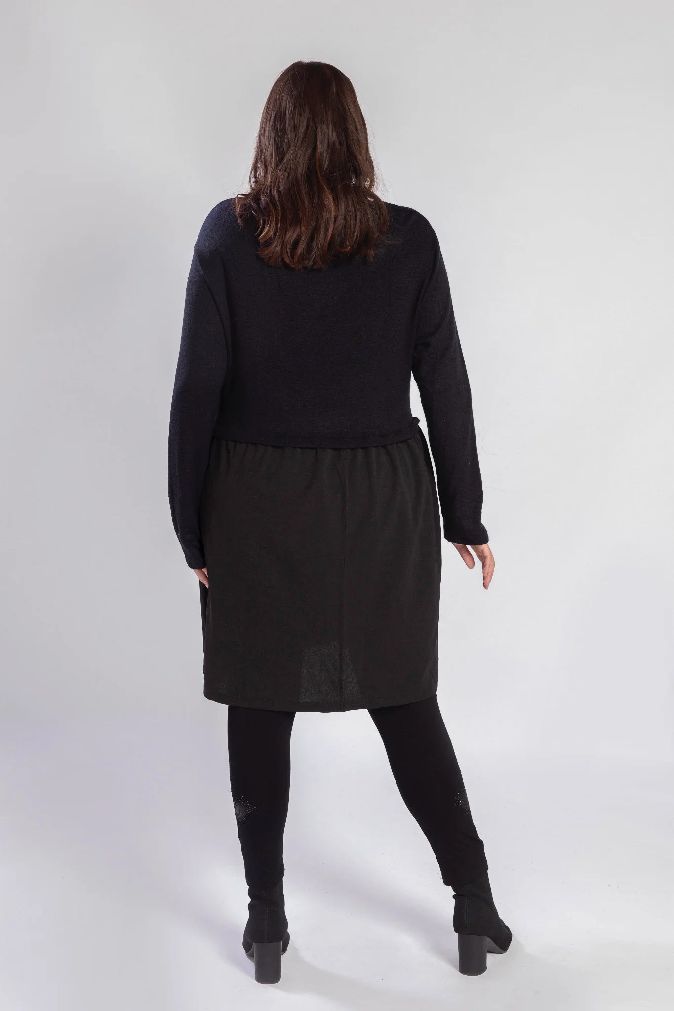 Pomme Rouge Kleid in gerader Form, aus Polyester, A816, Schwarz, Schick, Modern, Bequem