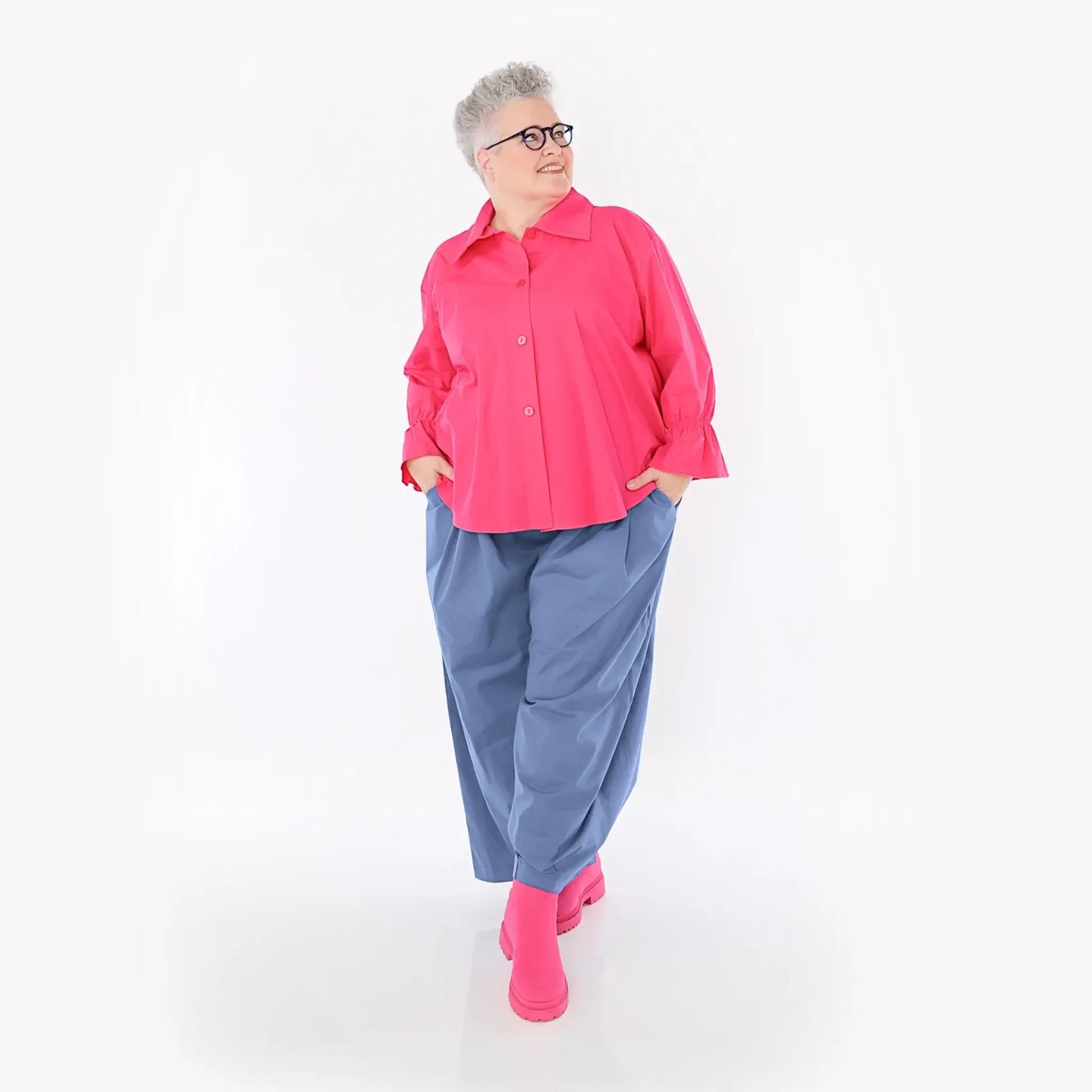  Ballonhose von AKH Fashion aus Baumwolle, 1482.07032, Azurblau, Ausgefallen, Zeitlos