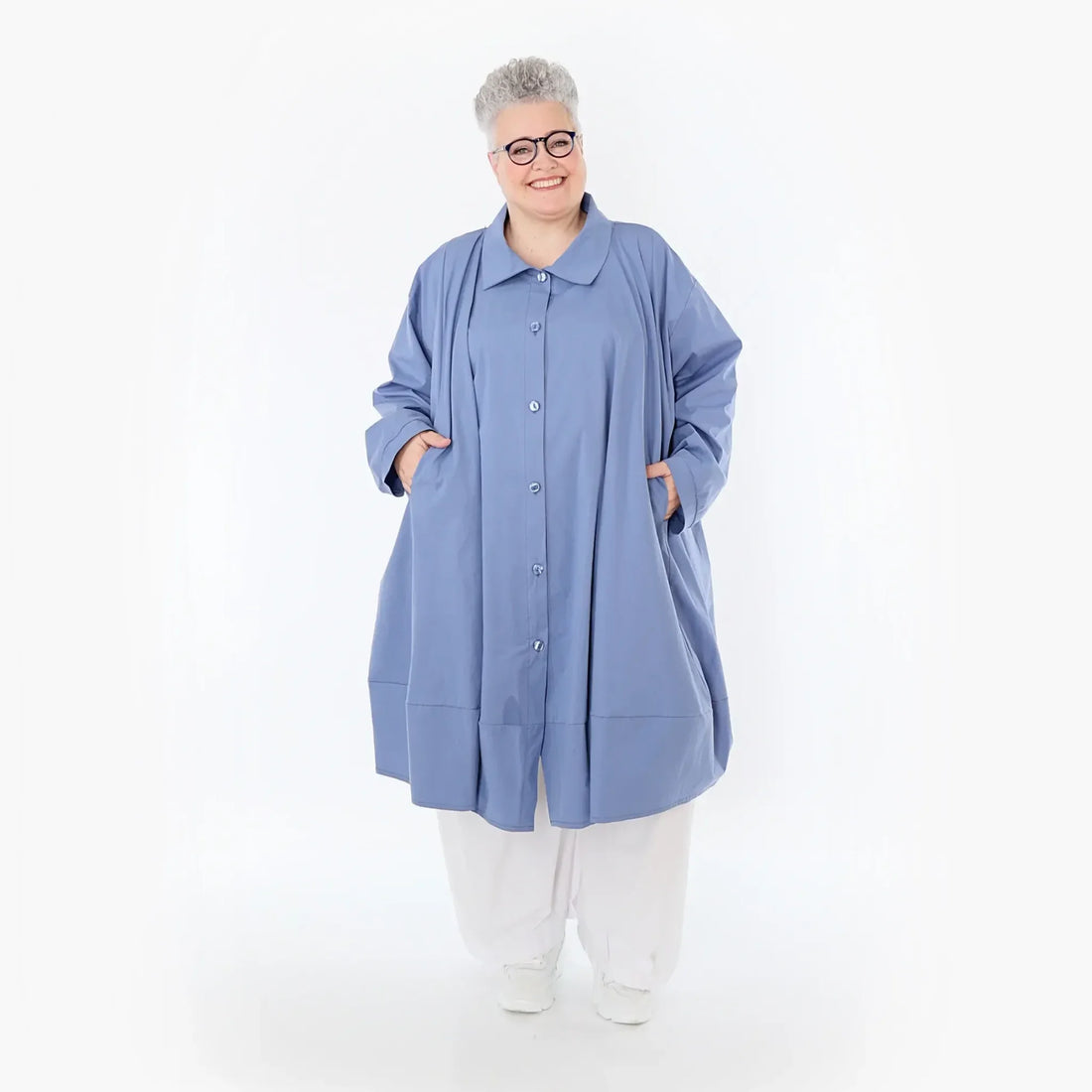  A-Form Jacke von AKH Fashion aus Baumwolle, 1482.07061, Azurblau, Ausgefallen, Zeitlos