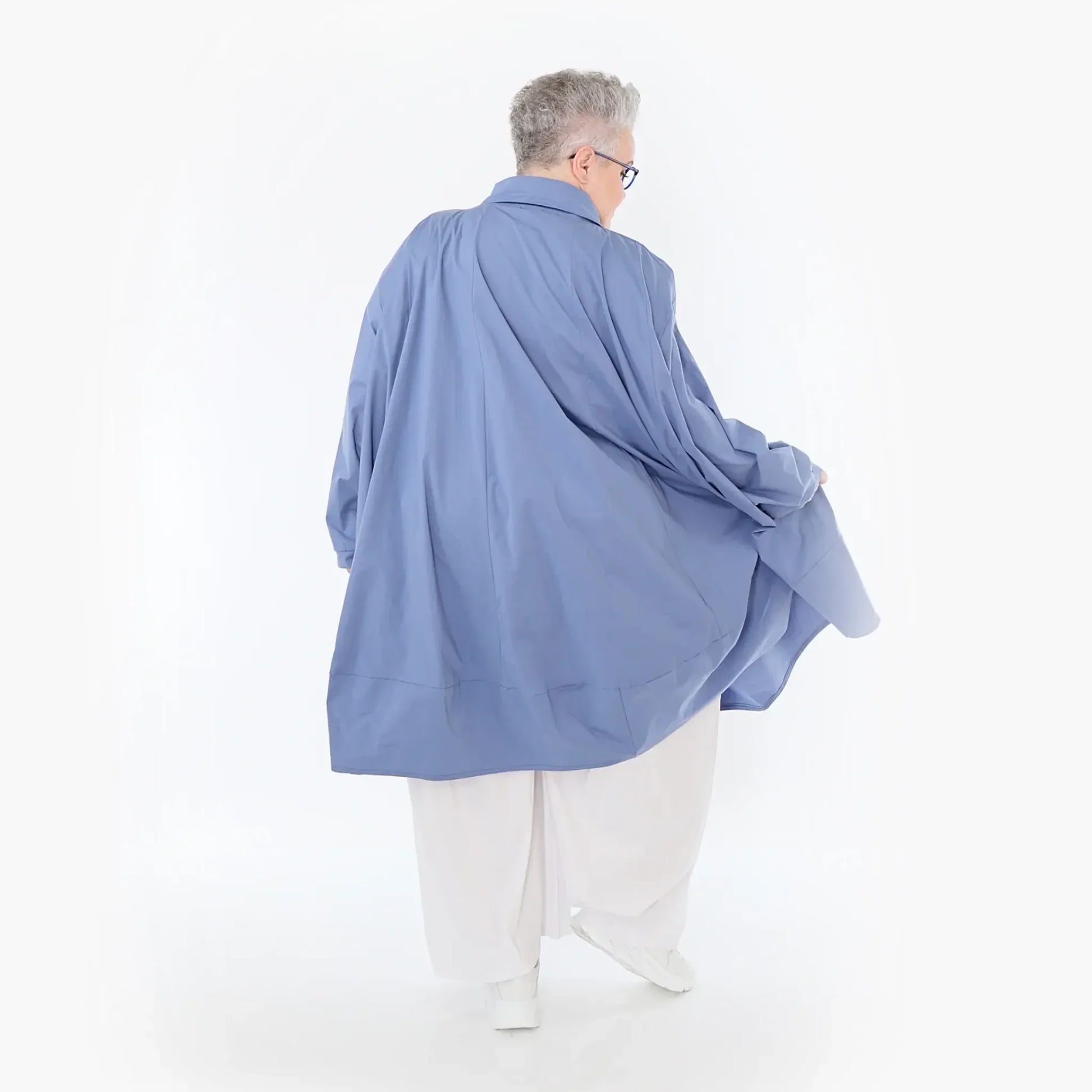  A-Form Jacke von AKH Fashion aus Baumwolle, 1482.07061, Azurblau, Ausgefallen, Zeitlos