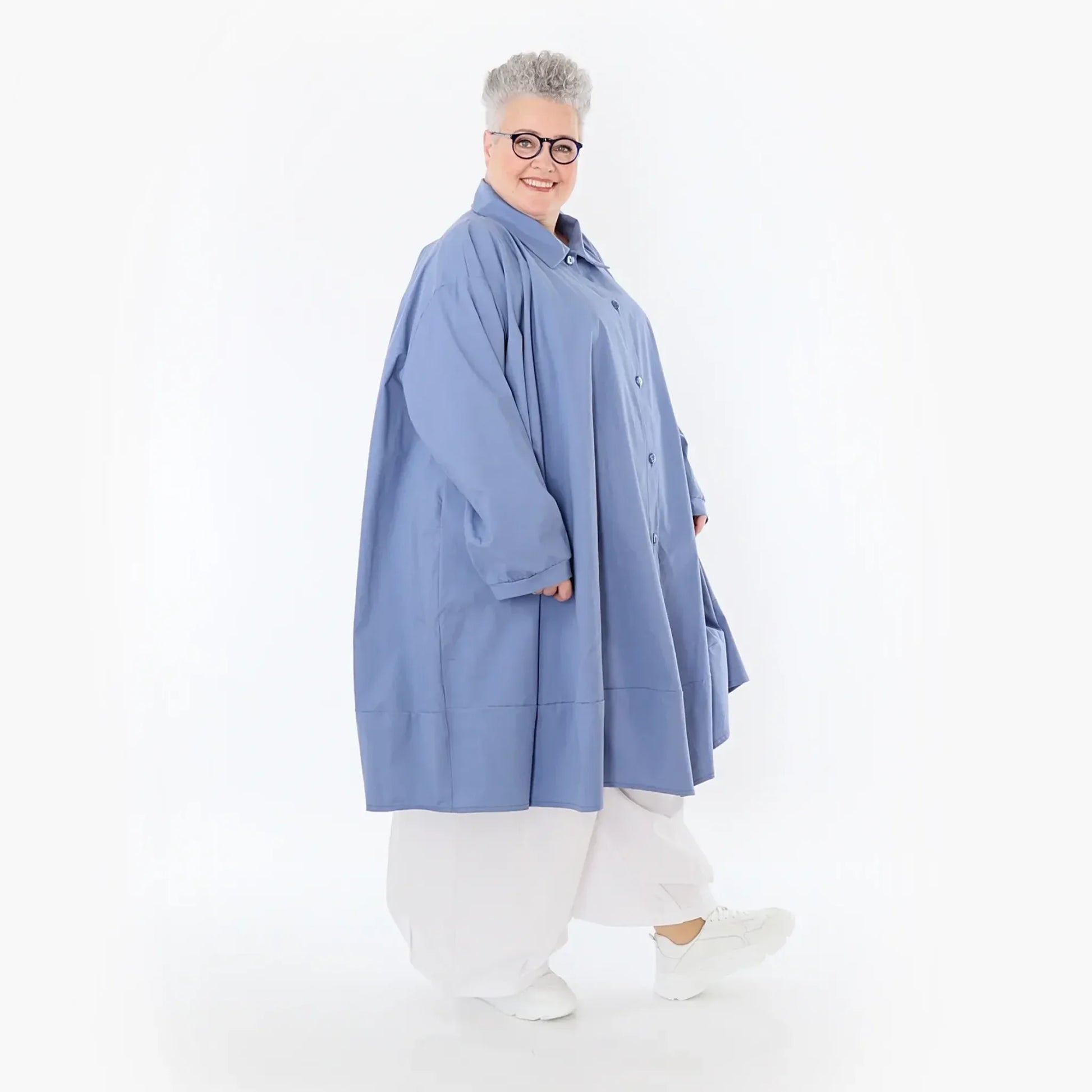  A-Form Jacke von AKH Fashion aus Baumwolle, 1482.07061, Azurblau, Ausgefallen, Zeitlos