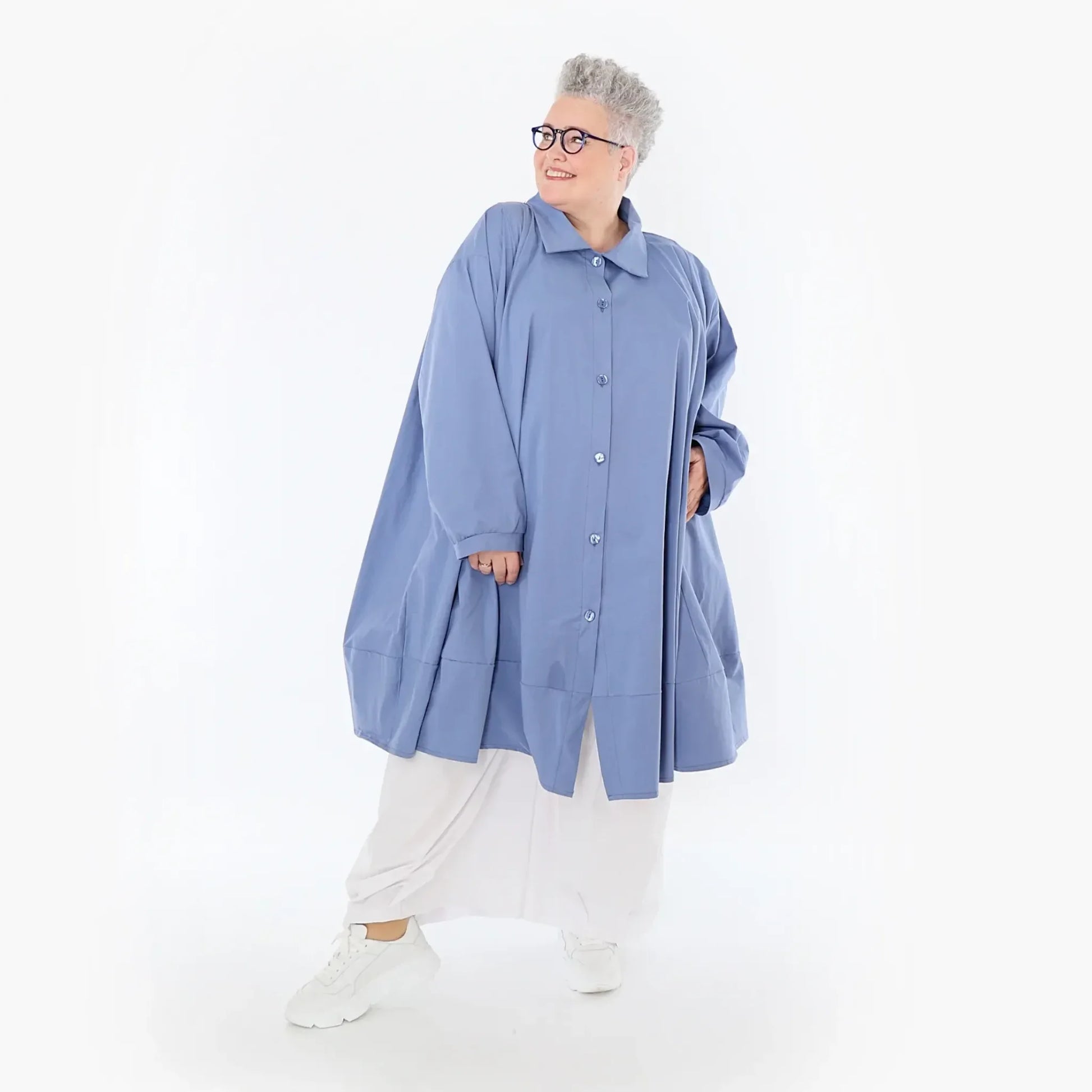  A-Form Jacke von AKH Fashion aus Baumwolle, 1482.07061, Azurblau, Ausgefallen, Zeitlos