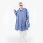  A-Form Jacke von AKH Fashion aus Baumwolle, 1482.07061, Azurblau, Ausgefallen, Zeitlos
