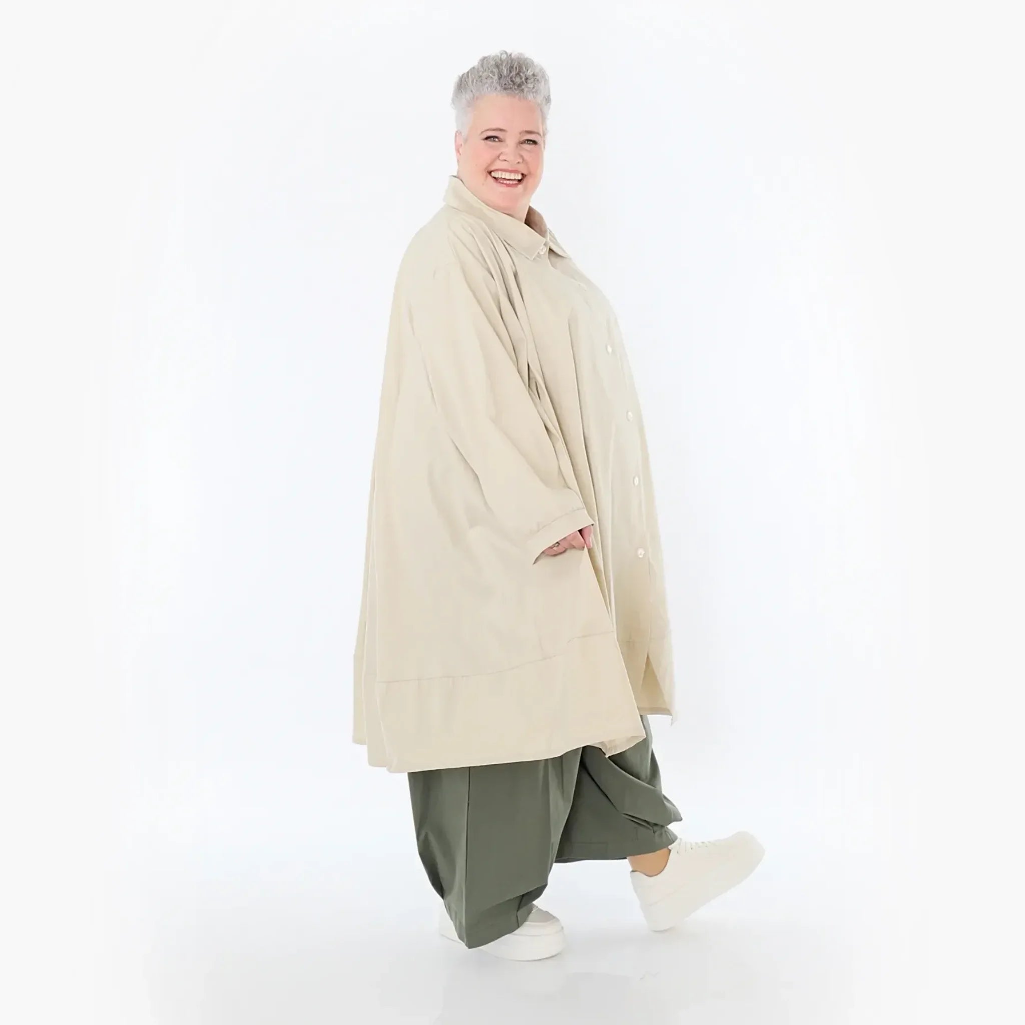 A-Form Jacke von AKH Fashion aus Baumwolle, 1482.07061, Beige, Ausgefallen, Zeitlos
