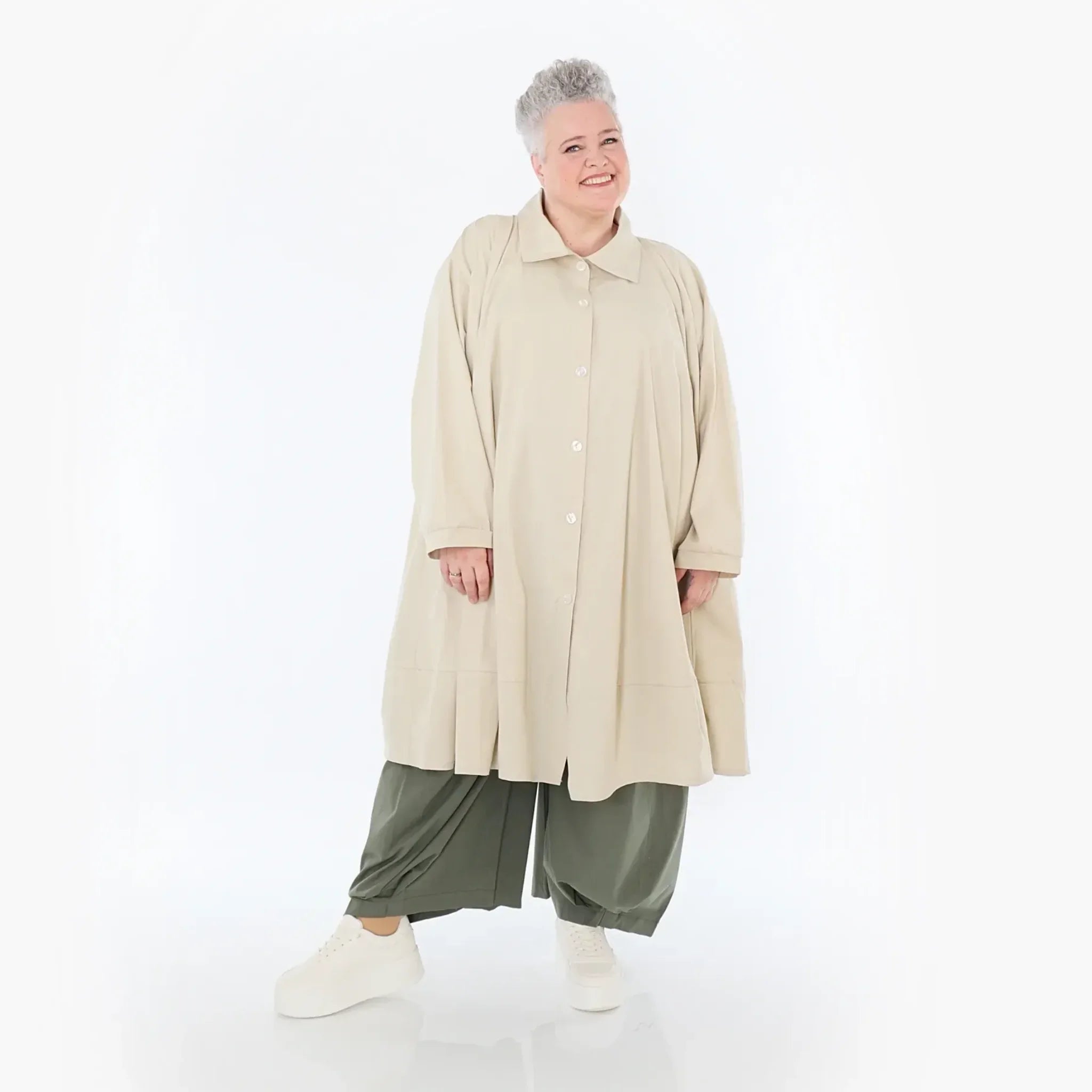  A-Form Jacke von AKH Fashion aus Baumwolle, 1482.07061, Beige, Ausgefallen, Zeitlos