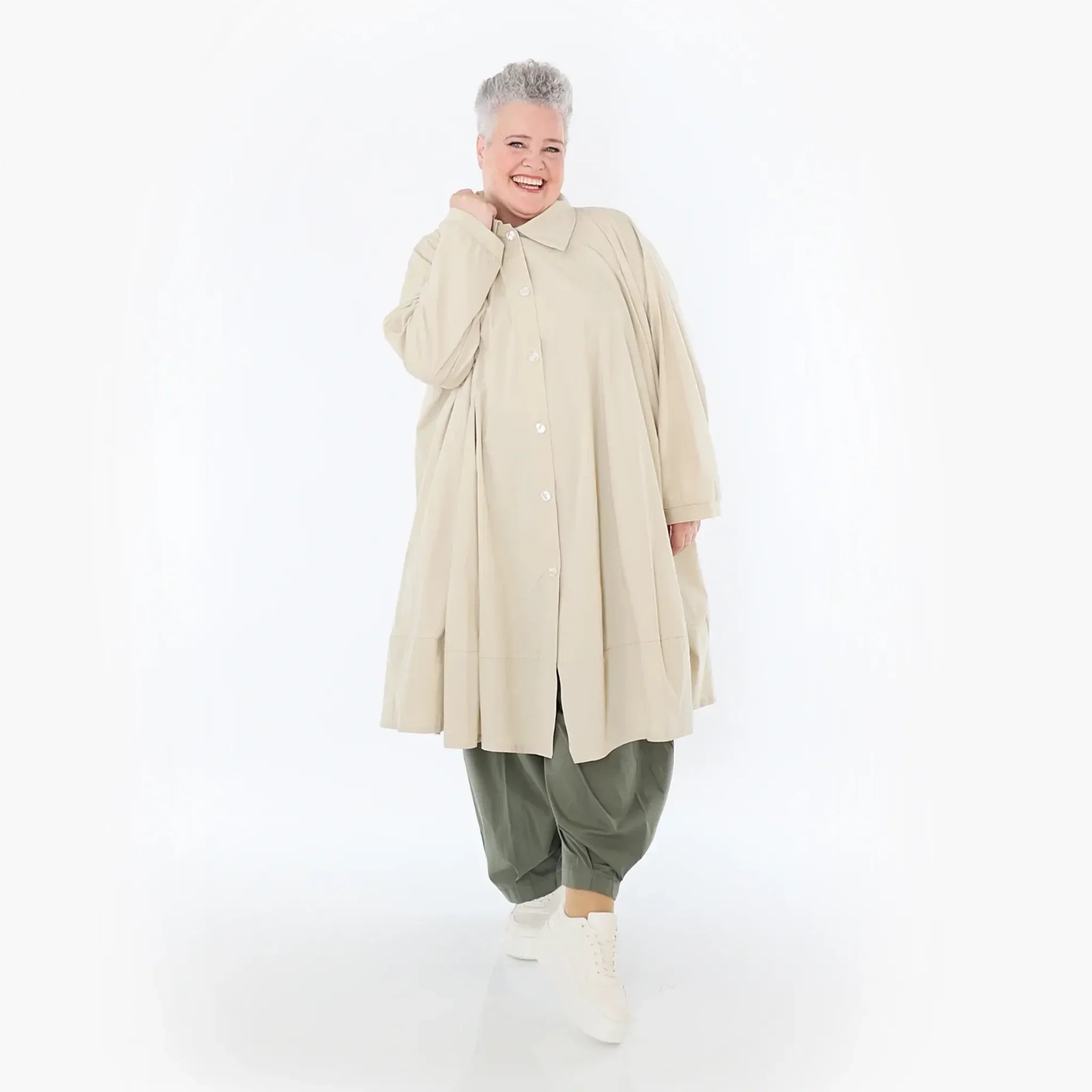  A-Form Jacke von AKH Fashion aus Baumwolle, 1482.07061, Beige, Ausgefallen, Zeitlos