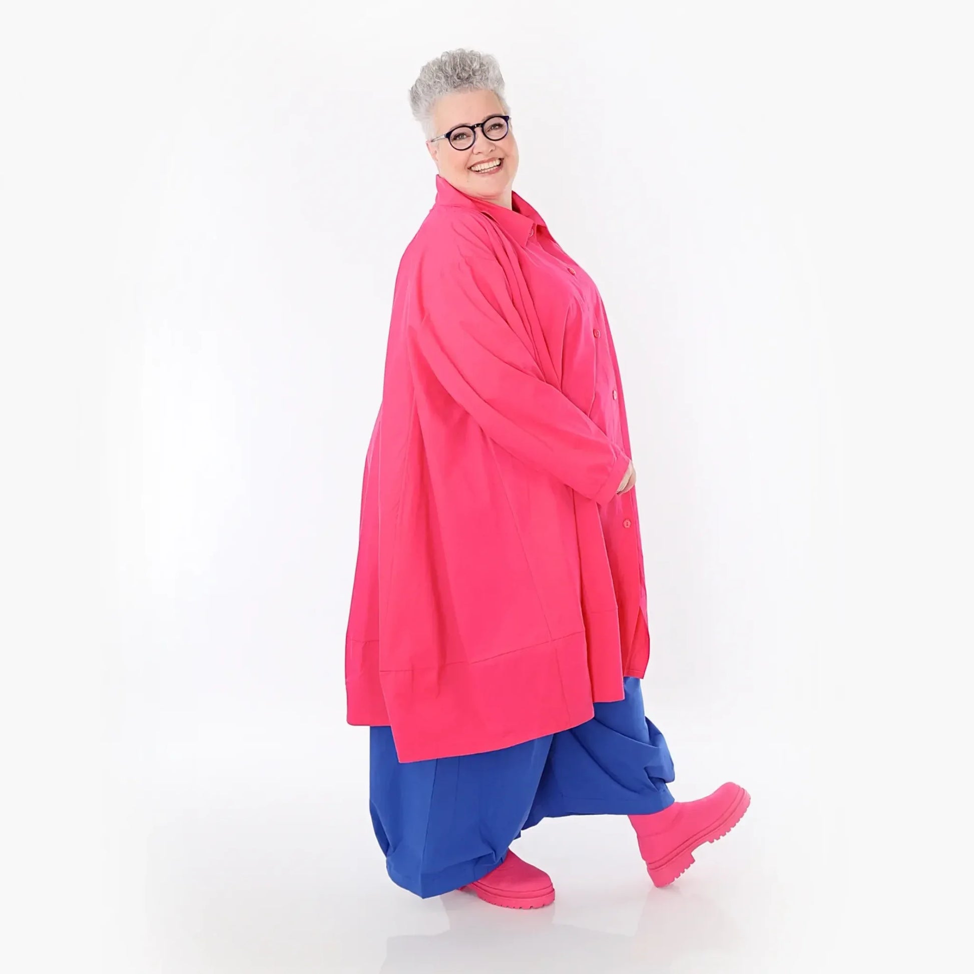  A-Form Jacke von AKH Fashion aus Baumwolle, 1482.07061, Fuchsia, Ausgefallen, Zeitlos