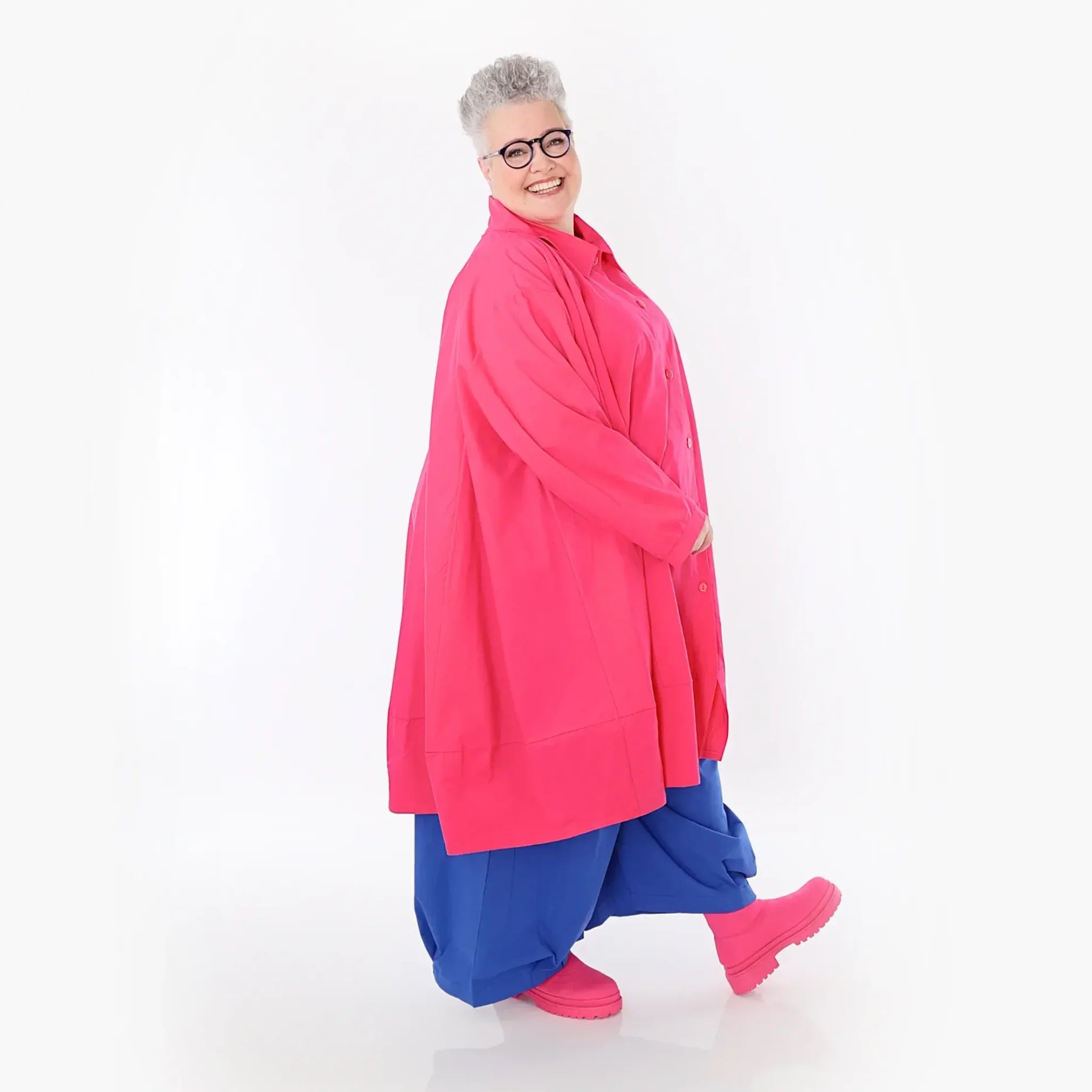  A-Form Jacke von AKH Fashion aus Baumwolle, 1482.07061, Fuchsia, Ausgefallen, Zeitlos