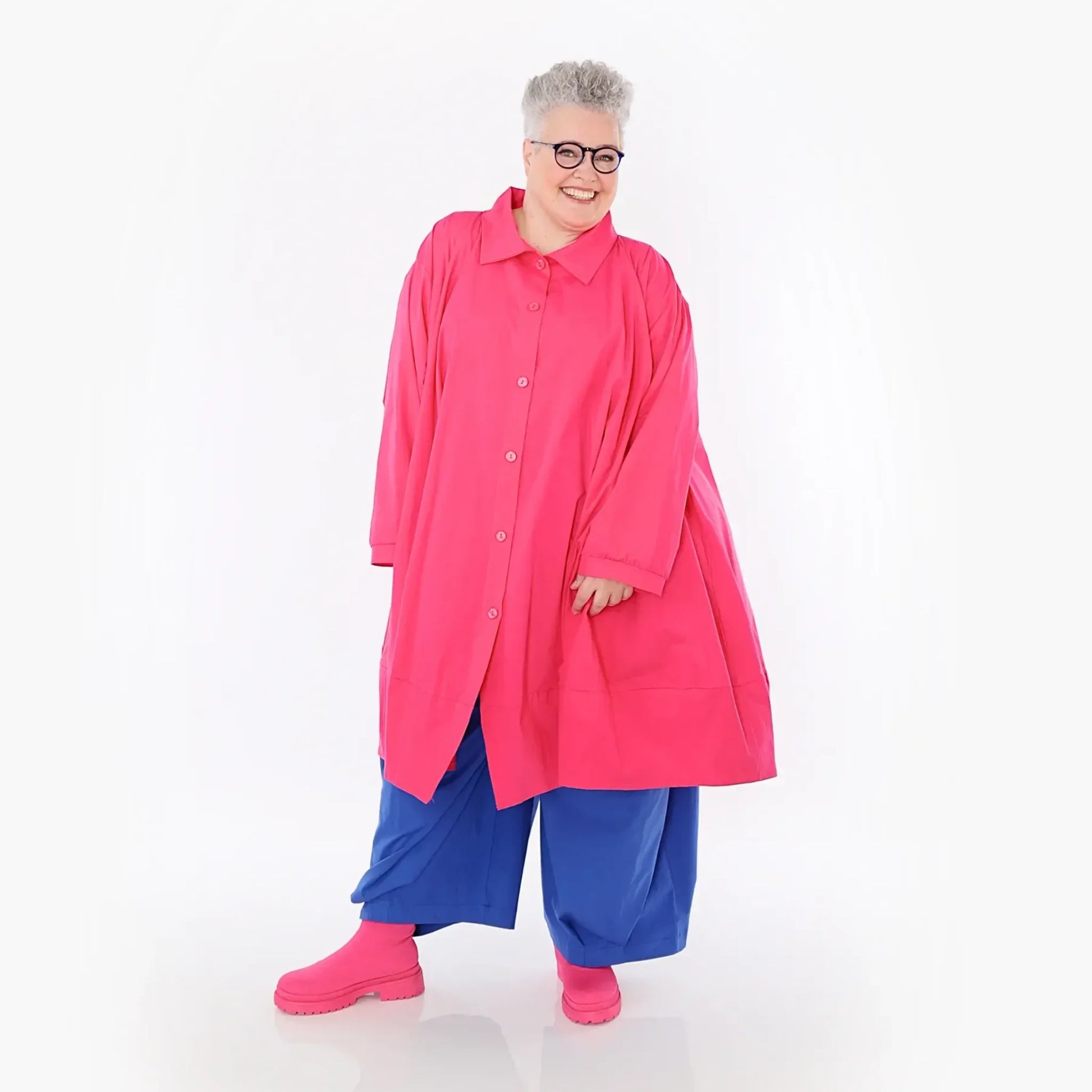  A-Form Jacke von AKH Fashion aus Baumwolle, 1482.07061, Fuchsia, Ausgefallen, Zeitlos