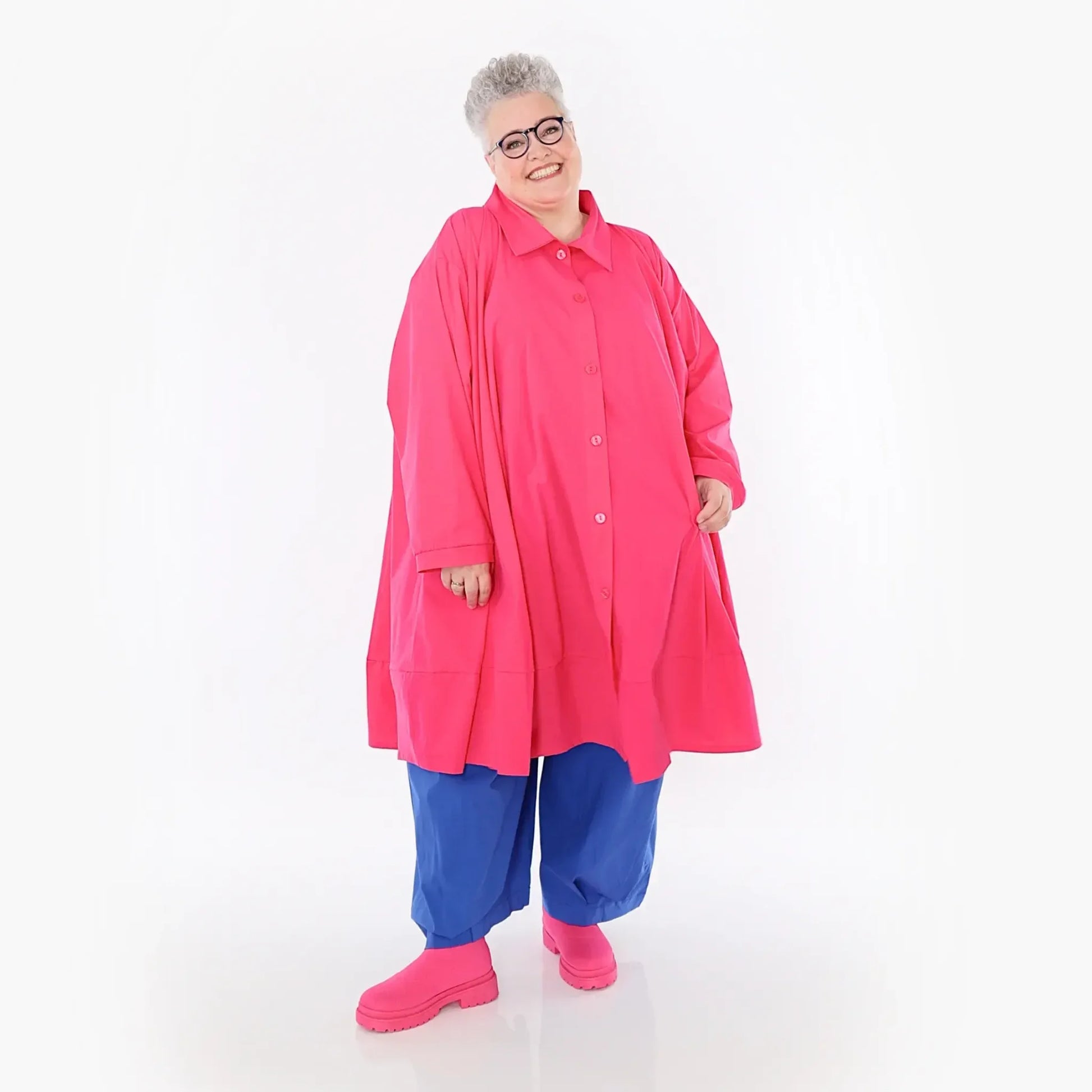  A-Form Jacke von AKH Fashion aus Baumwolle, 1482.07061, Fuchsia, Ausgefallen, Zeitlos