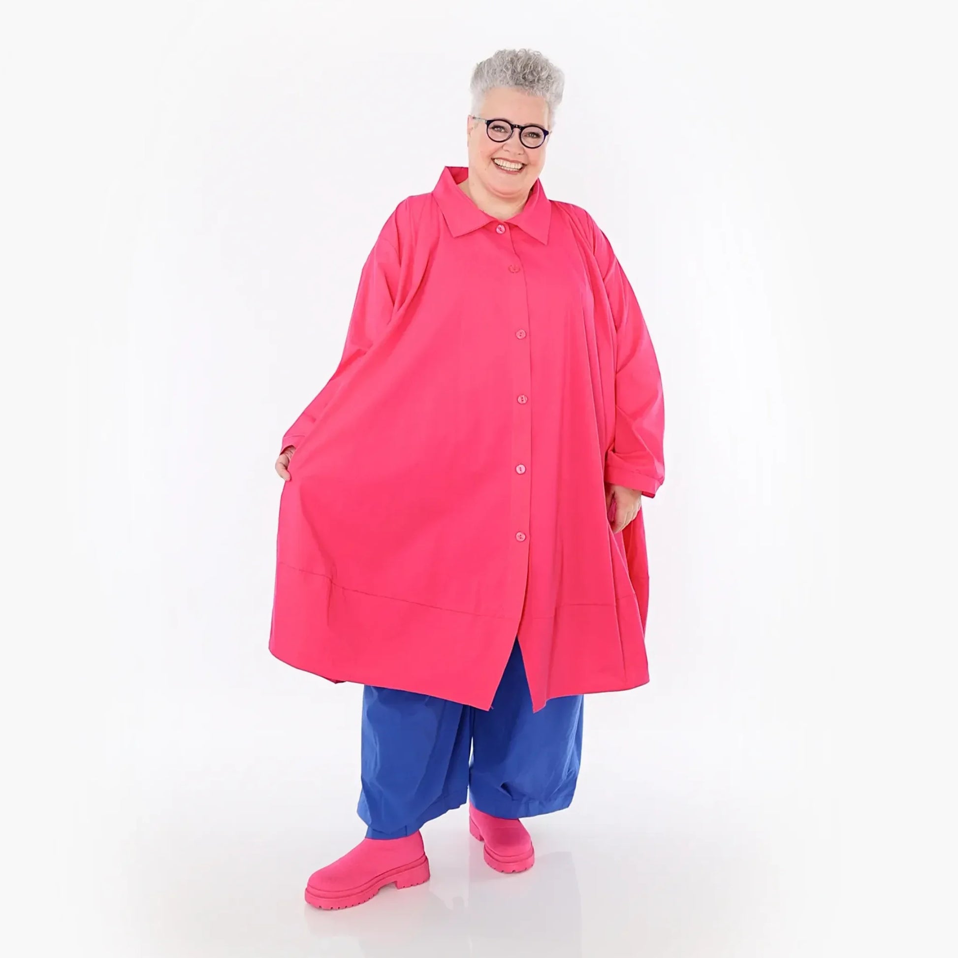  A-Form Jacke von AKH Fashion aus Baumwolle, 1482.07061, Fuchsia, Ausgefallen, Zeitlos