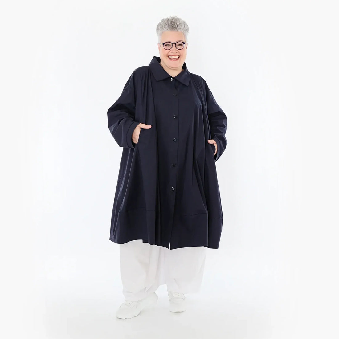  A-Form Jacke von AKH Fashion aus Baumwolle, 1482.07061, Marine, Ausgefallen, Zeitlos