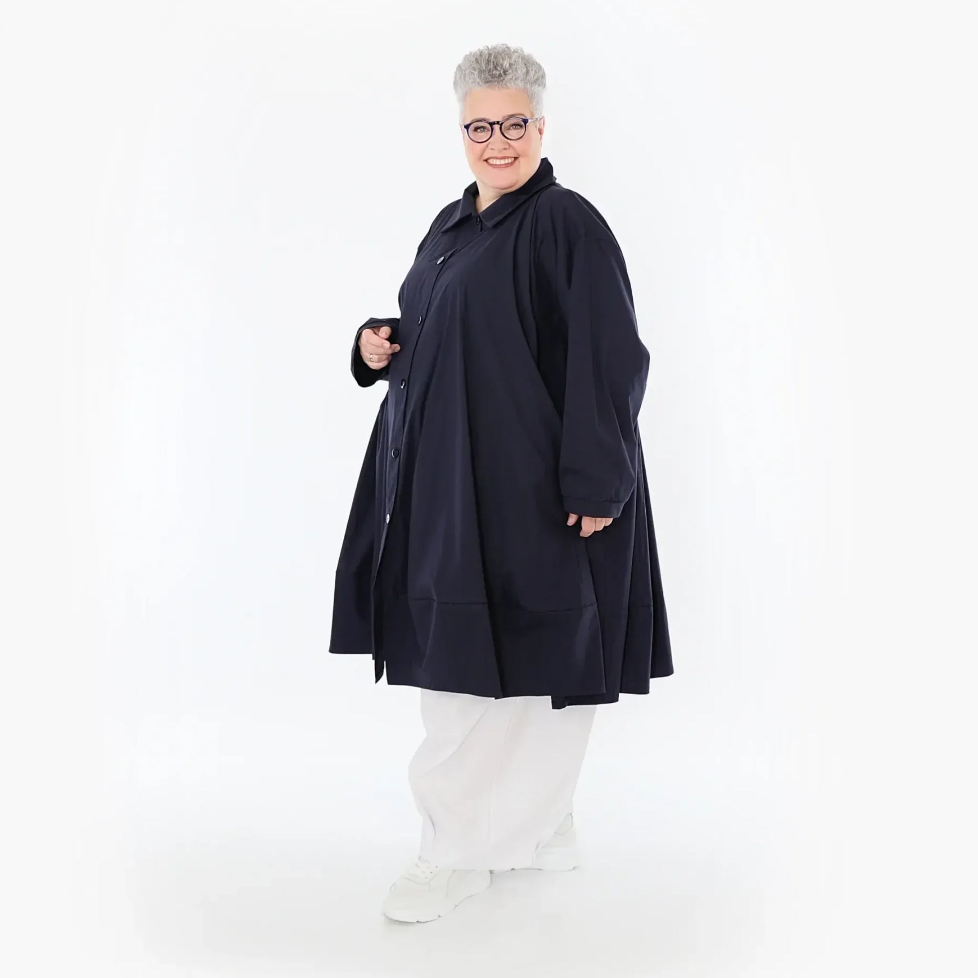  A-Form Jacke von AKH Fashion aus Baumwolle, 1482.07061, Marine, Ausgefallen, Zeitlos