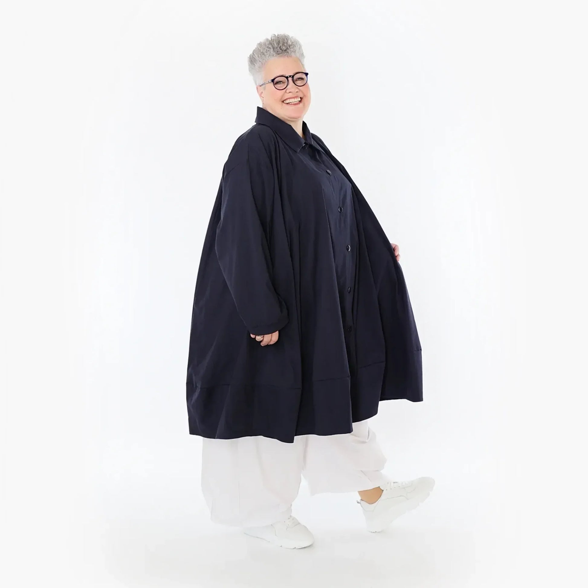  A-Form Jacke von AKH Fashion aus Baumwolle, 1482.07061, Marine, Ausgefallen, Zeitlos
