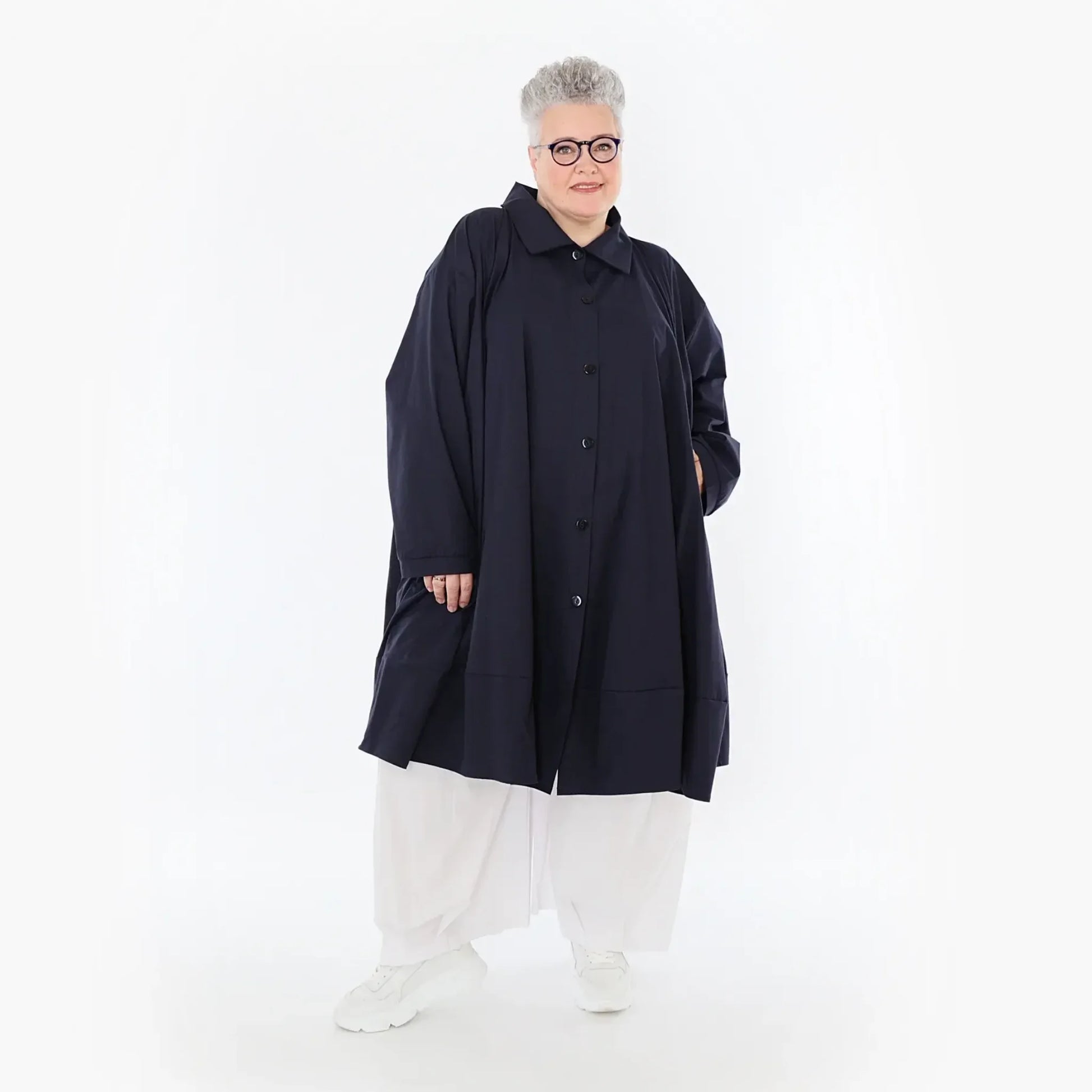  A-Form Jacke von AKH Fashion aus Baumwolle, 1482.07061, Marine, Ausgefallen, Zeitlos