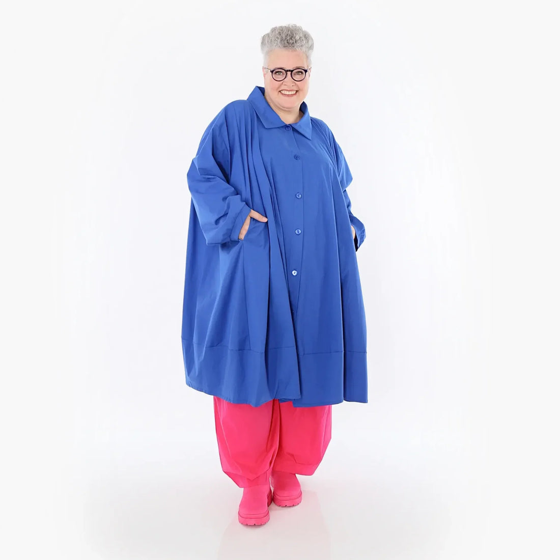  A-Form Jacke von AKH Fashion aus Baumwolle, 1482.07061, Royalblau, Ausgefallen, Zeitlos