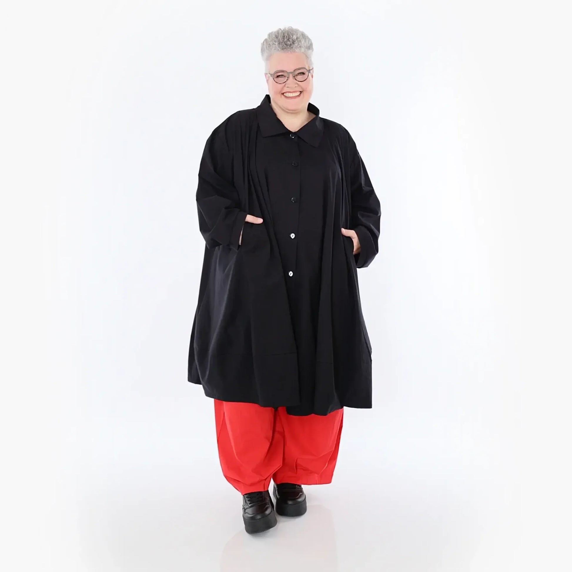  A-Form Jacke von AKH Fashion aus Baumwolle, 1482.07061, Schwarz, Ausgefallen, Zeitlos