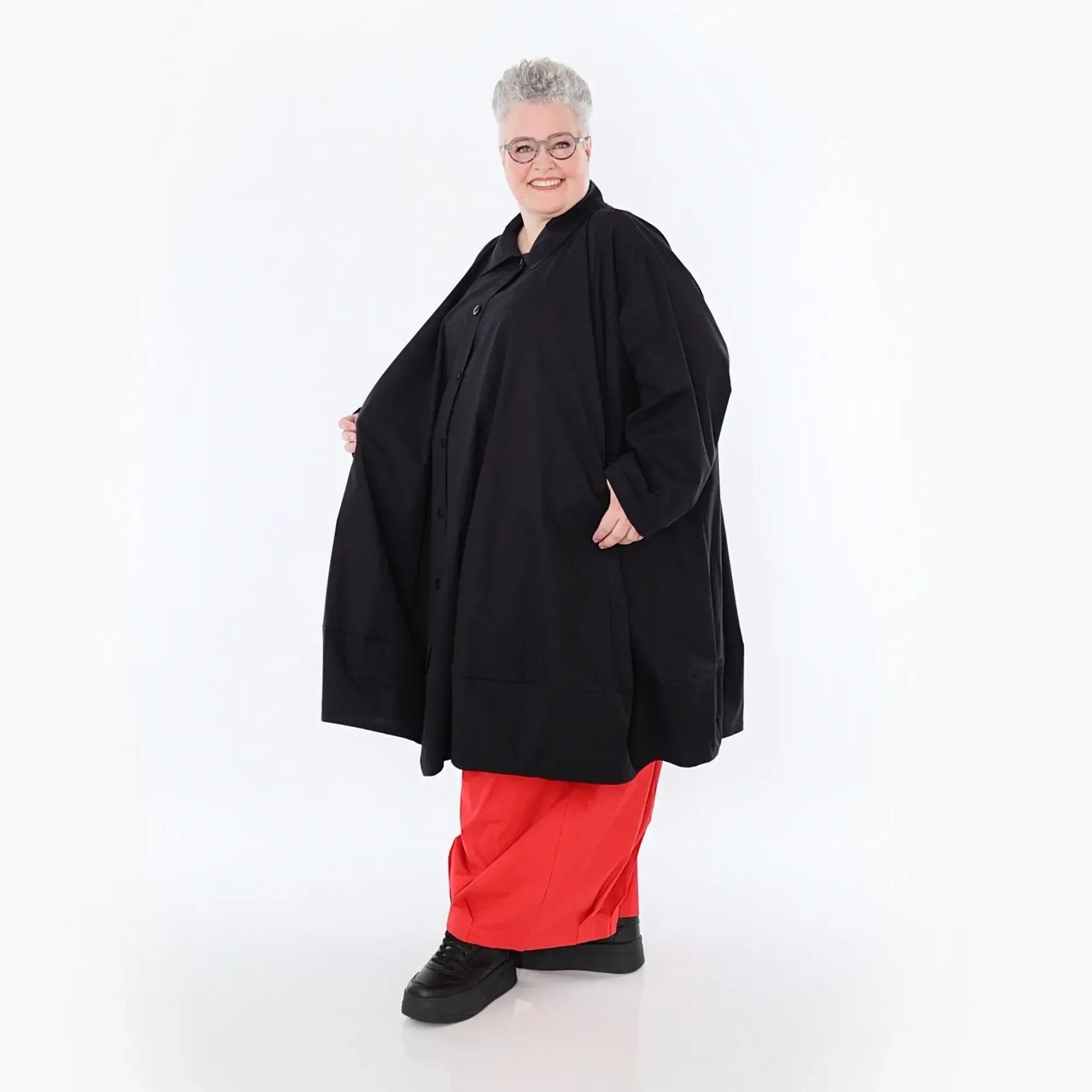  A-Form Jacke von AKH Fashion aus Baumwolle, 1482.07061, Schwarz, Ausgefallen, Zeitlos