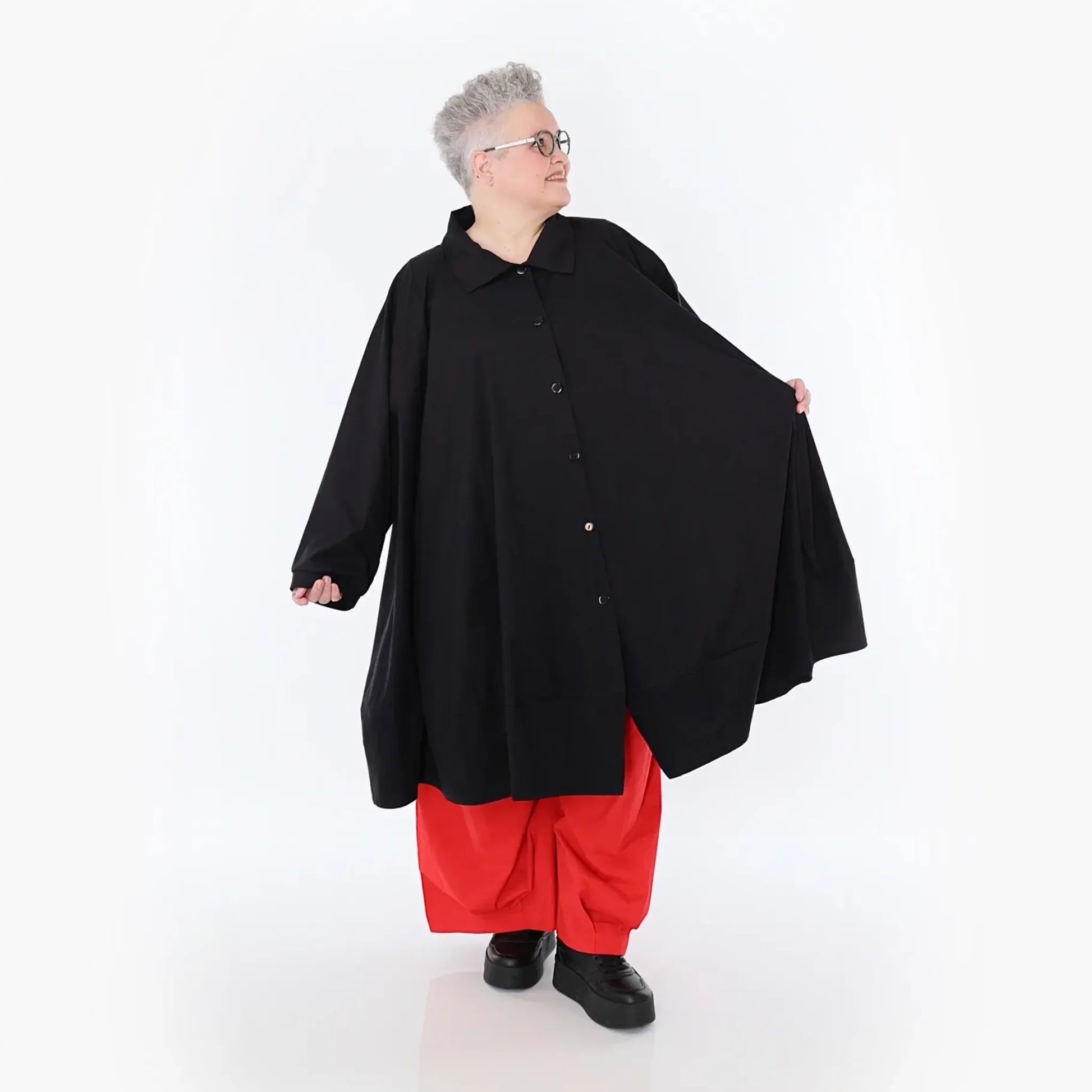  A-Form Jacke von AKH Fashion aus Baumwolle, 1482.07061, Schwarz, Ausgefallen, Zeitlos