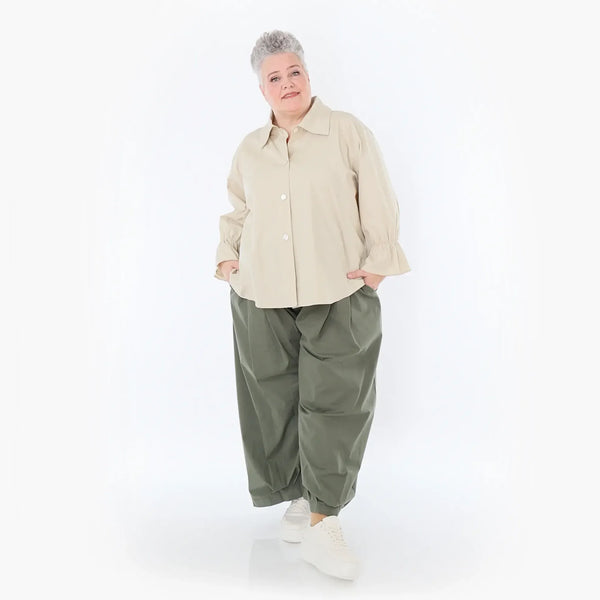  AKH Fashion Bluse in gerundeter Form, aus Baumwolle, 1482.07062, Beige, Ausgefallen