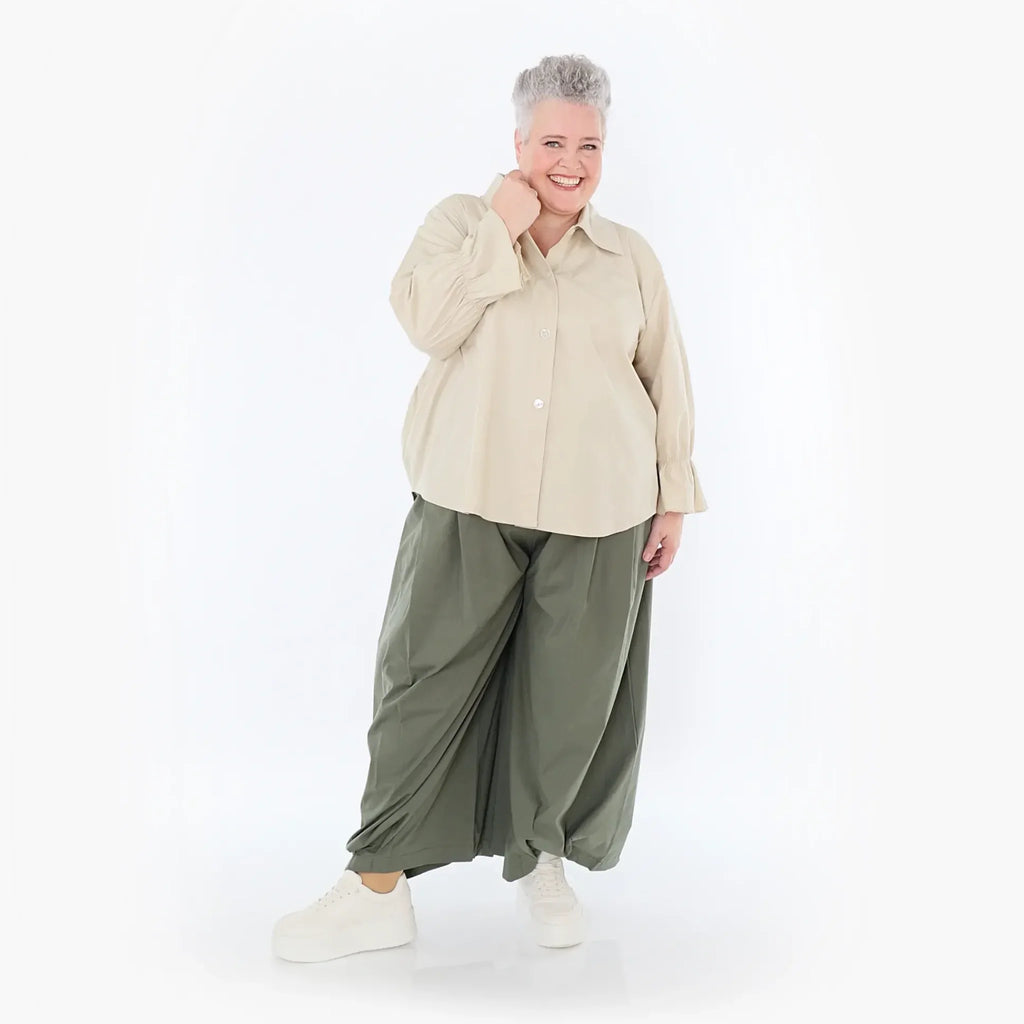  AKH Fashion Bluse in gerundeter Form, aus Baumwolle, 1482.07062, Beige, Ausgefallen