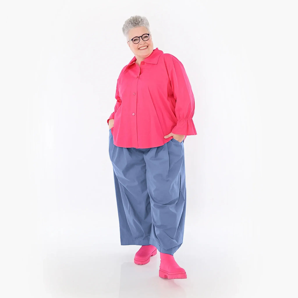  AKH Fashion Bluse in gerundeter Form, aus Baumwolle, 1482.07062, Fuchsia, Ausgefallen