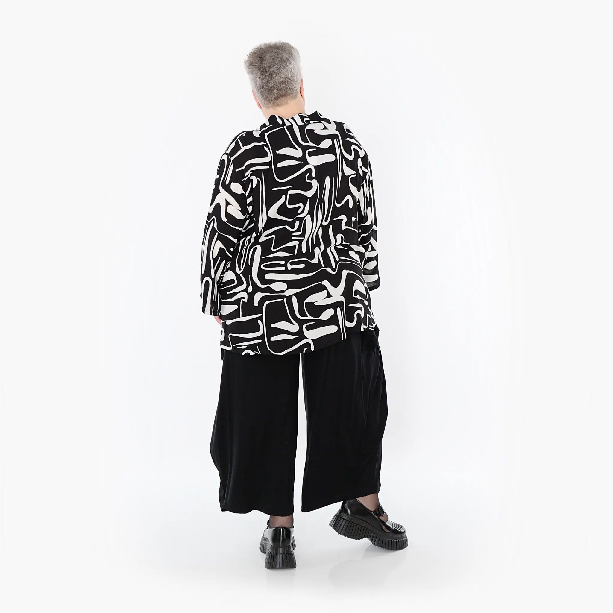  A-Form Jacke von AKH Fashion aus Viskose, 1487.06939, Schwarz/Weiß, Pinselstrich, Schick