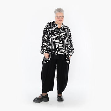  A-Form Jacke von AKH Fashion aus Viskose, 1487.06939, Schwarz/Weiß, Pinselstrich, Schick