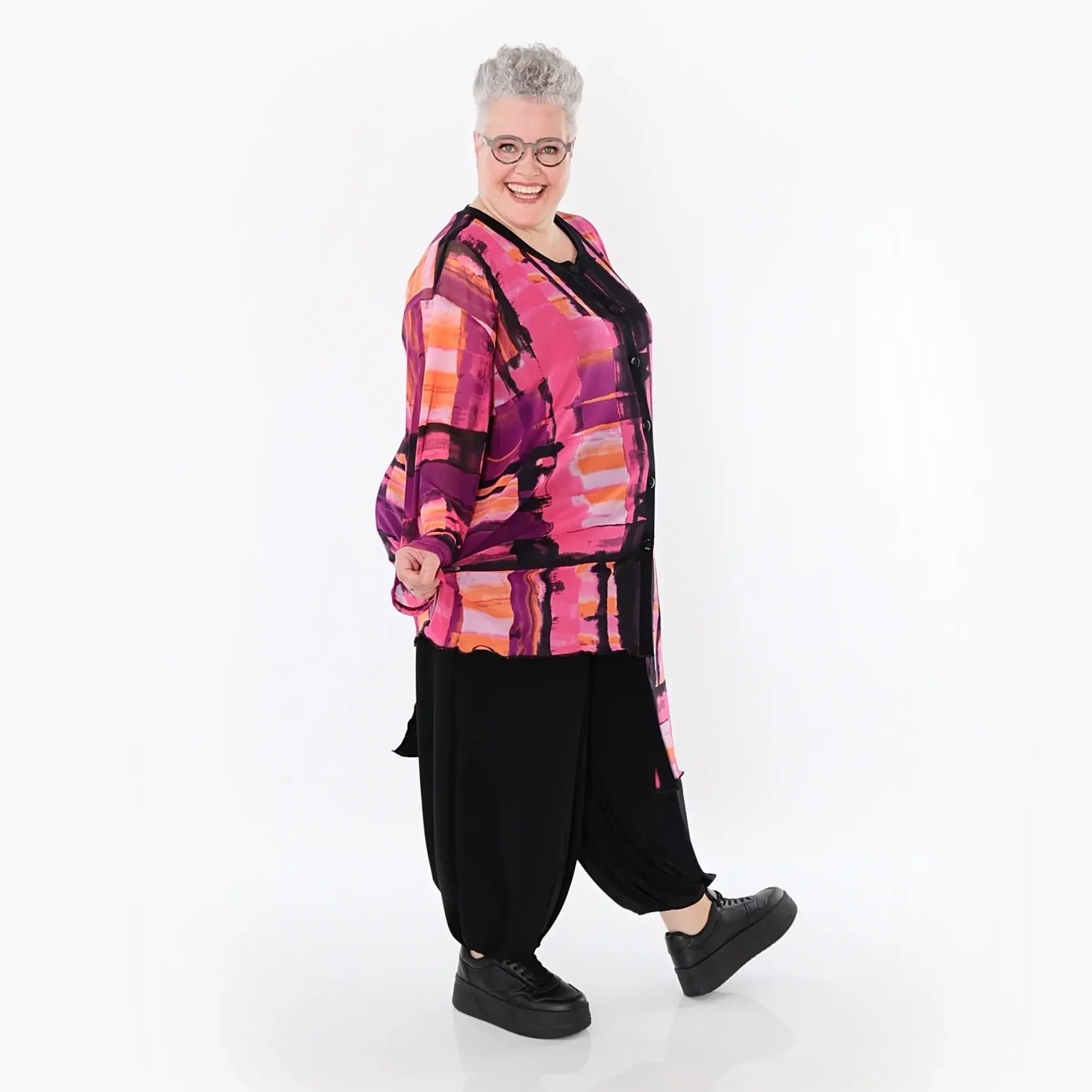  AKH Fashion Bluse in asymmetrischer Form, aus Polyester, 1488.07101, Multicolor, Grafik