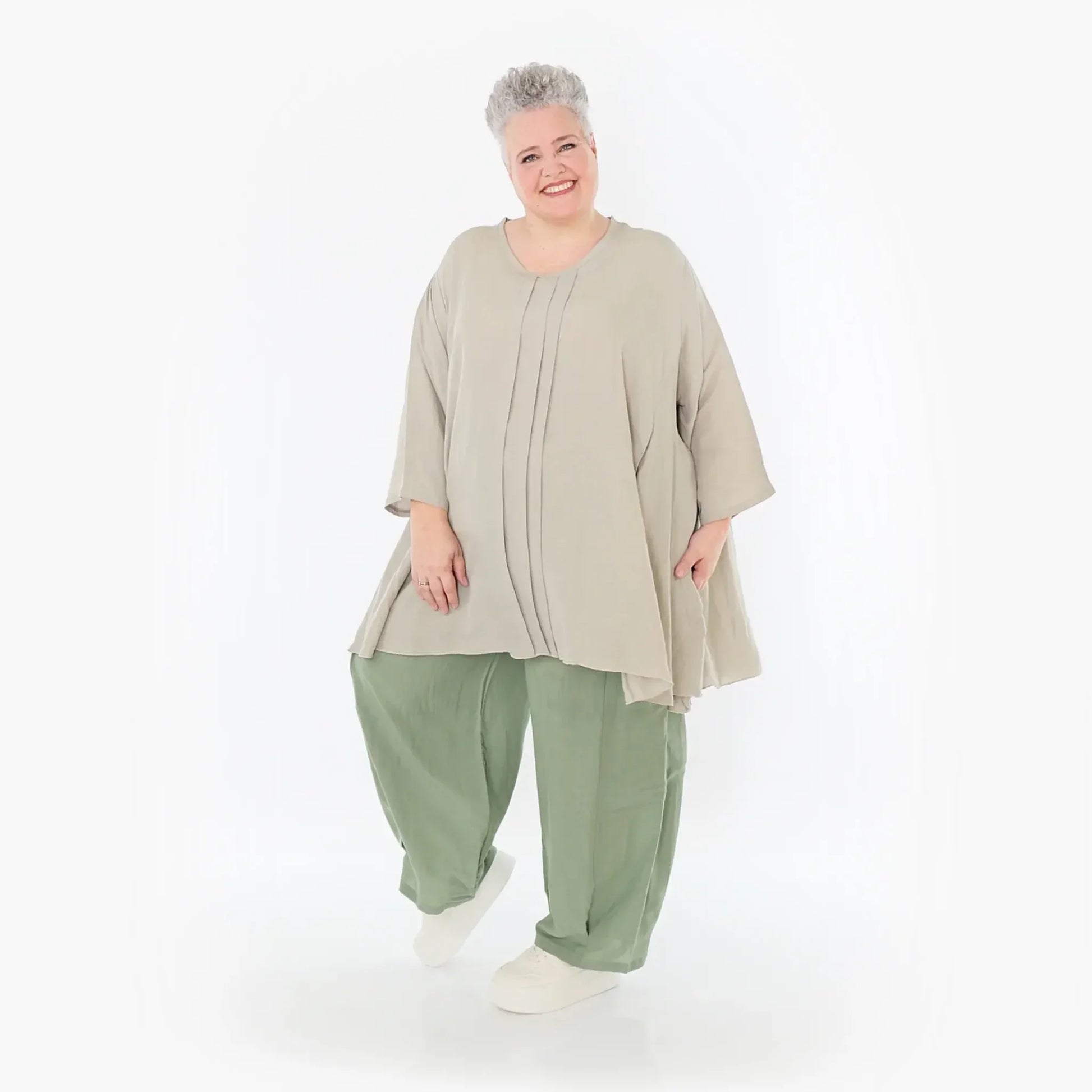  AKH Fashion Hose in gerader Form, aus Viskose, 1490.06710, Khaki, Ausgefallen, Zeitlos