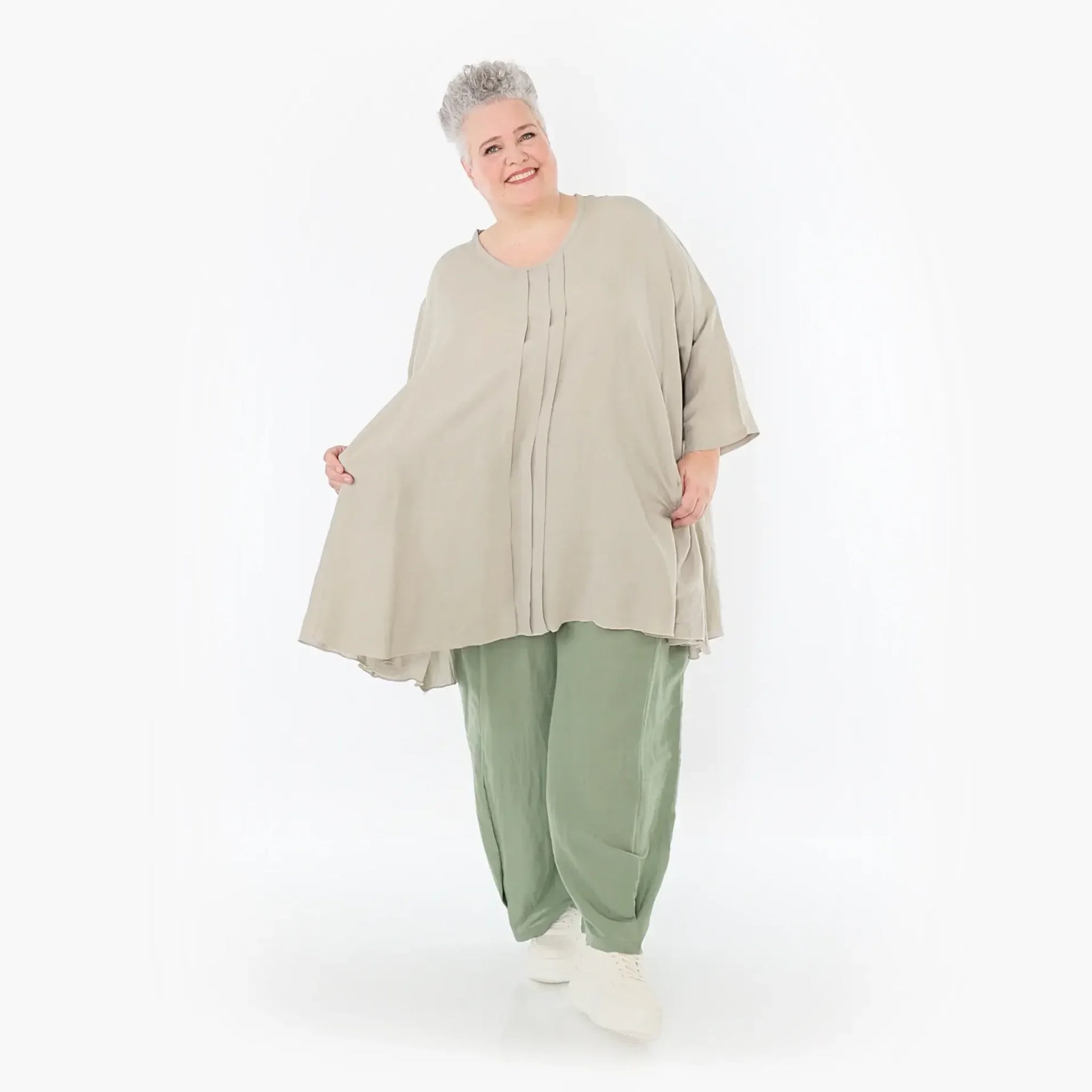  AKH Fashion Hose in gerader Form, aus Viskose, 1490.06710, Khaki, Ausgefallen, Zeitlos