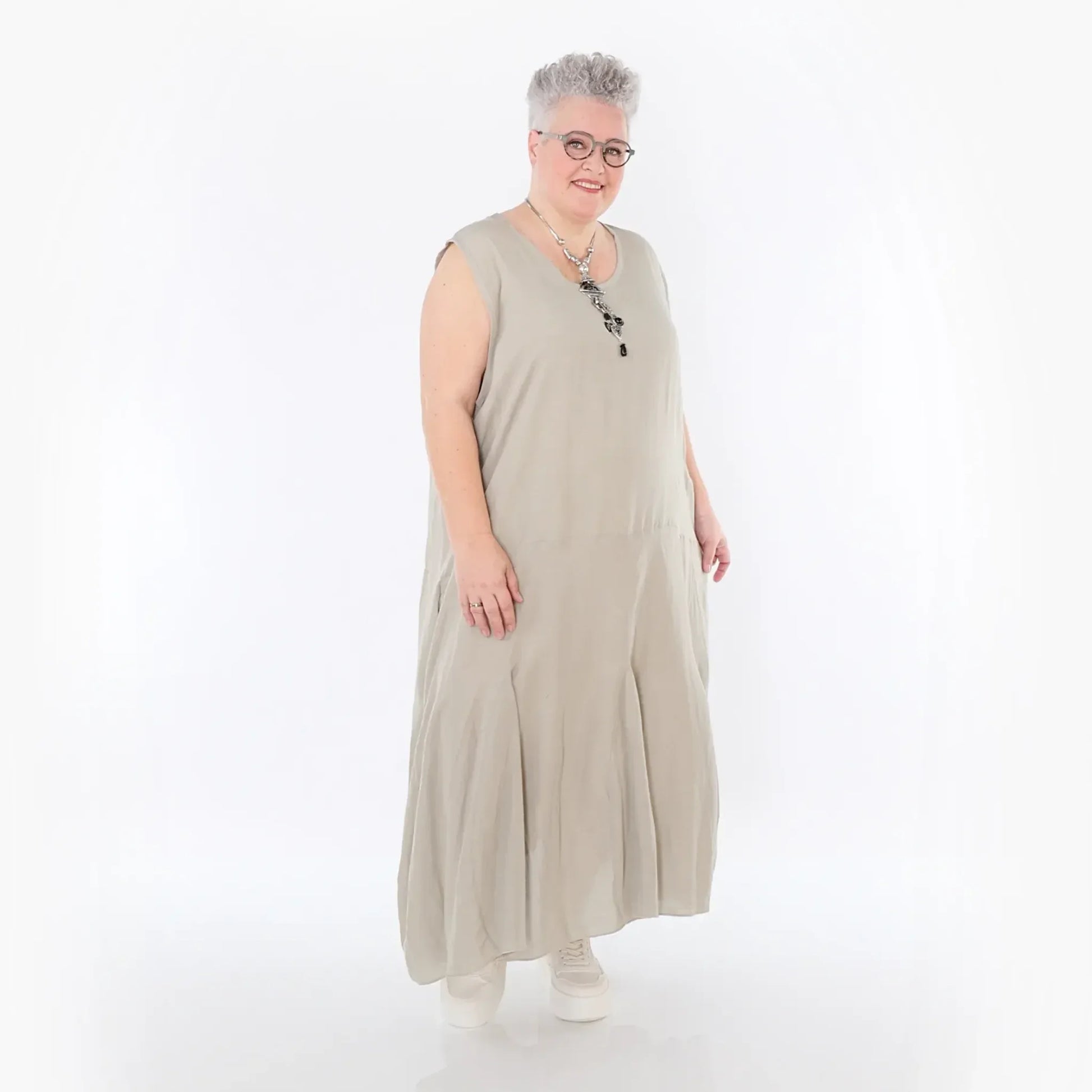  Ballonkleid von AKH Fashion aus Viskose, 1490.06972, Beige, Ausgefallen, Zeitlos, Schick