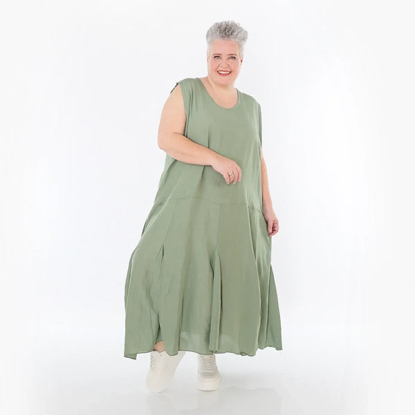  Ballonkleid von AKH Fashion aus Viskose, 1490.06972, Khaki, Ausgefallen, Zeitlos, Schick