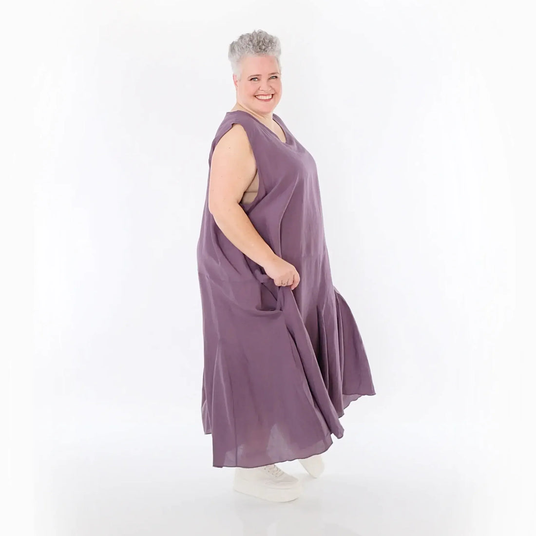  Ballonkleid von AKH Fashion aus Viskose, 1490.06972, Pflaume, Ausgefallen, Zeitlos, Schick