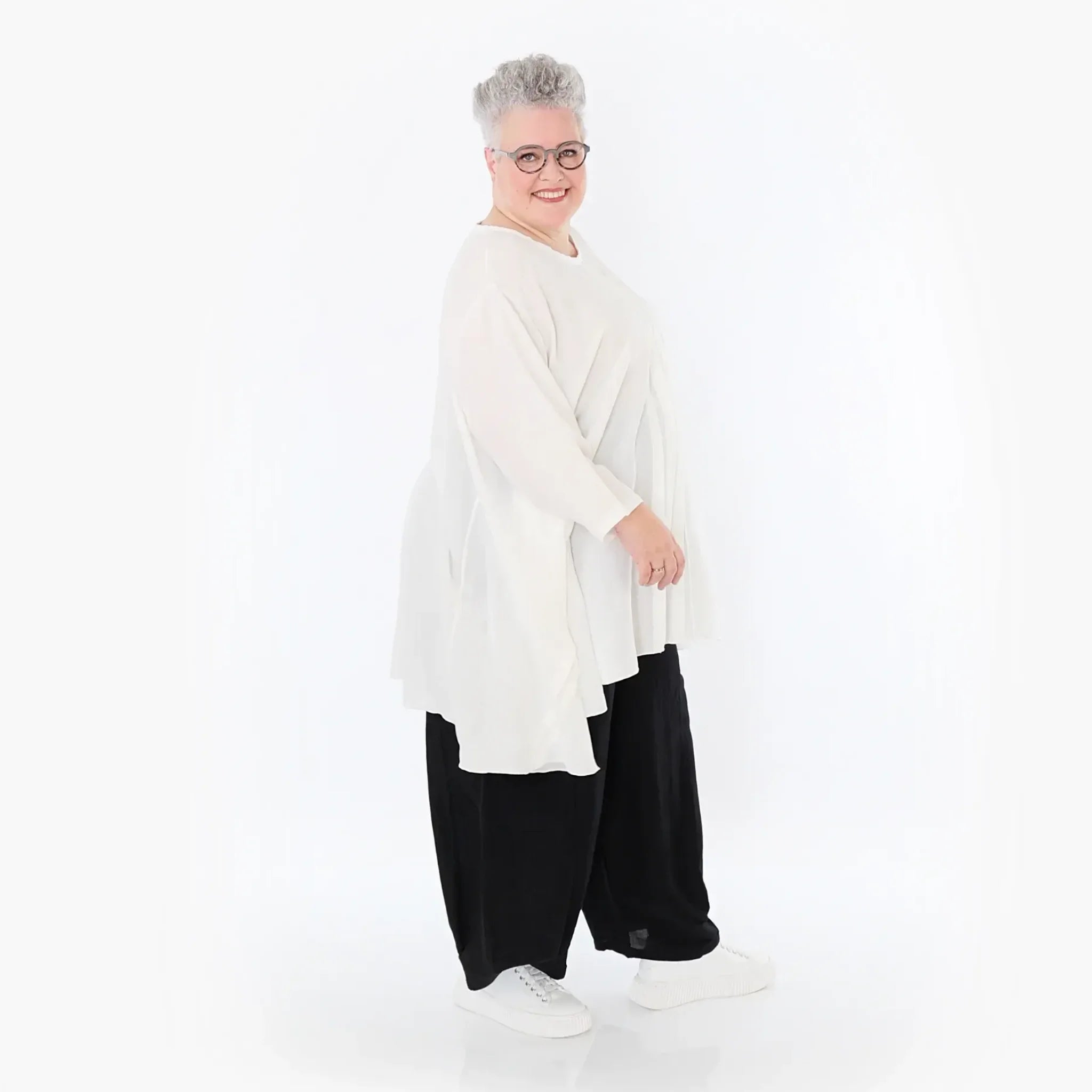 A-Form Bigshirt von AKH Fashion aus Viskose, 1490.07069, Weiß, Ausgefallen, Zeitlos, Schick