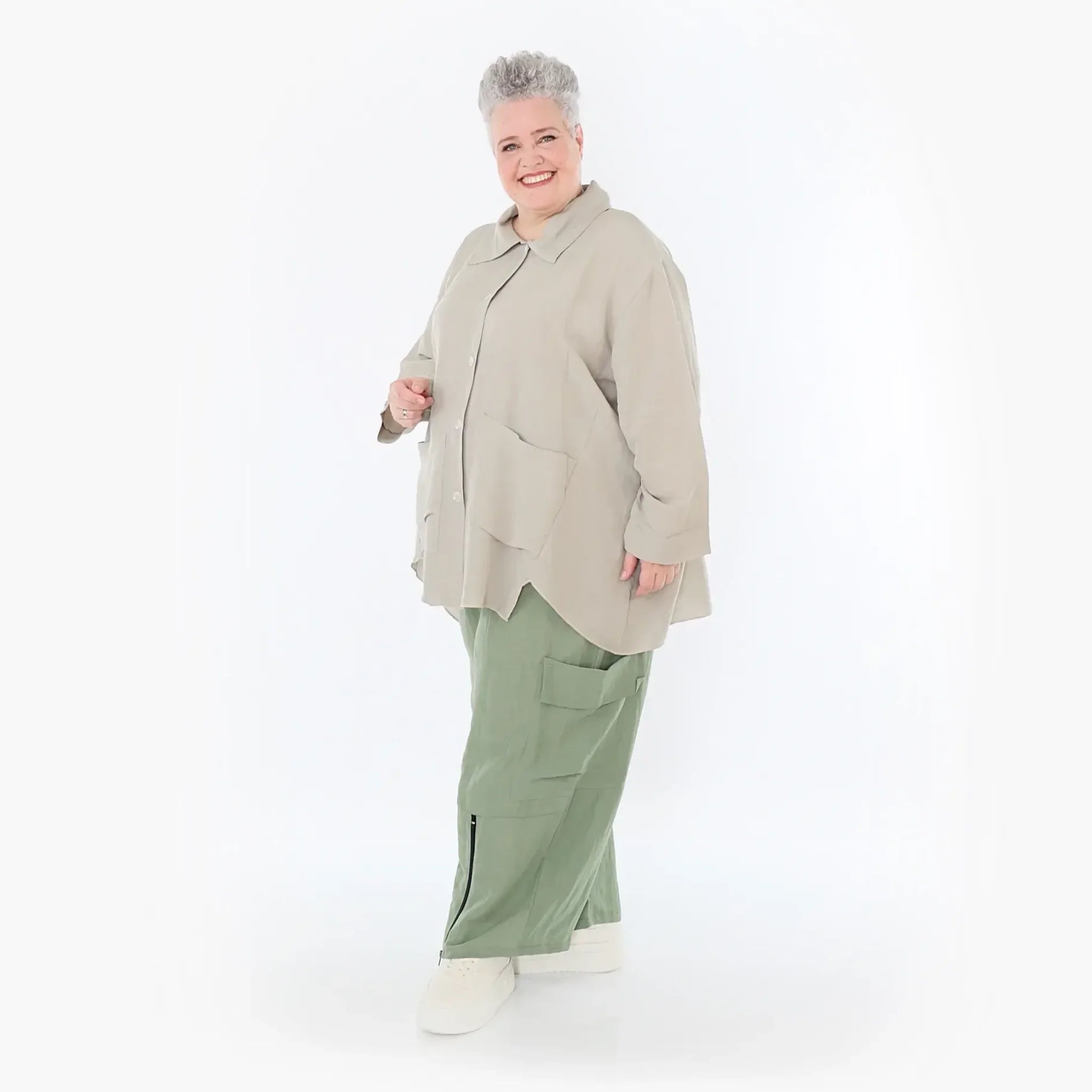  AKH Fashion Hose in gerader Form, aus Viskose, 1490.07076, Khaki, Ausgefallen, Zeitlos